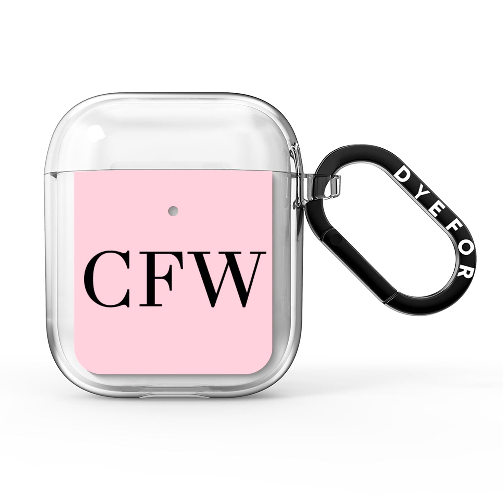 Personalised Black Pink Side Initials AirPods Clear Case