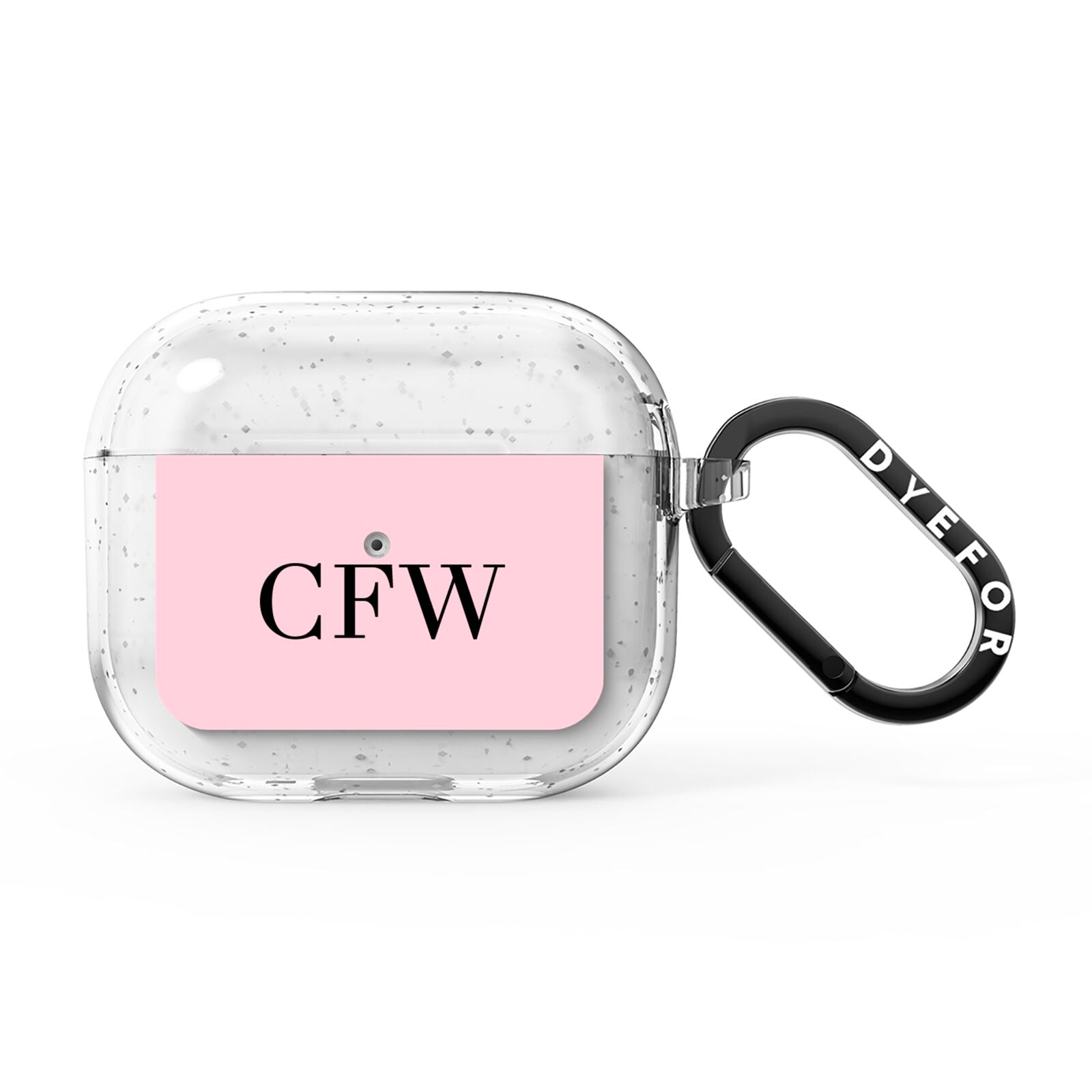 Personalised Black Pink Side Initials AirPods Glitter Case 3rd Gen