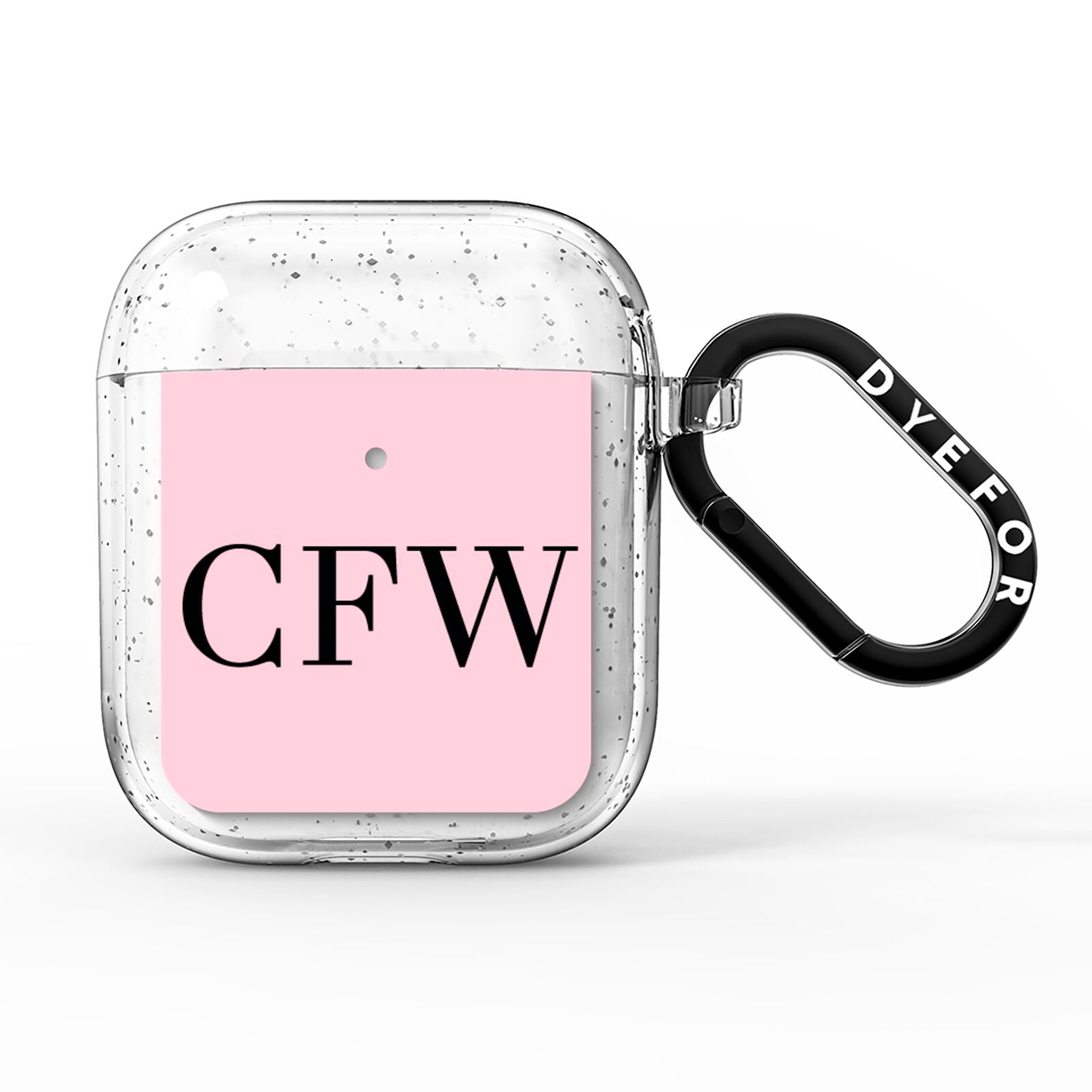 Personalised Black Pink Side Initials AirPods Glitter Case