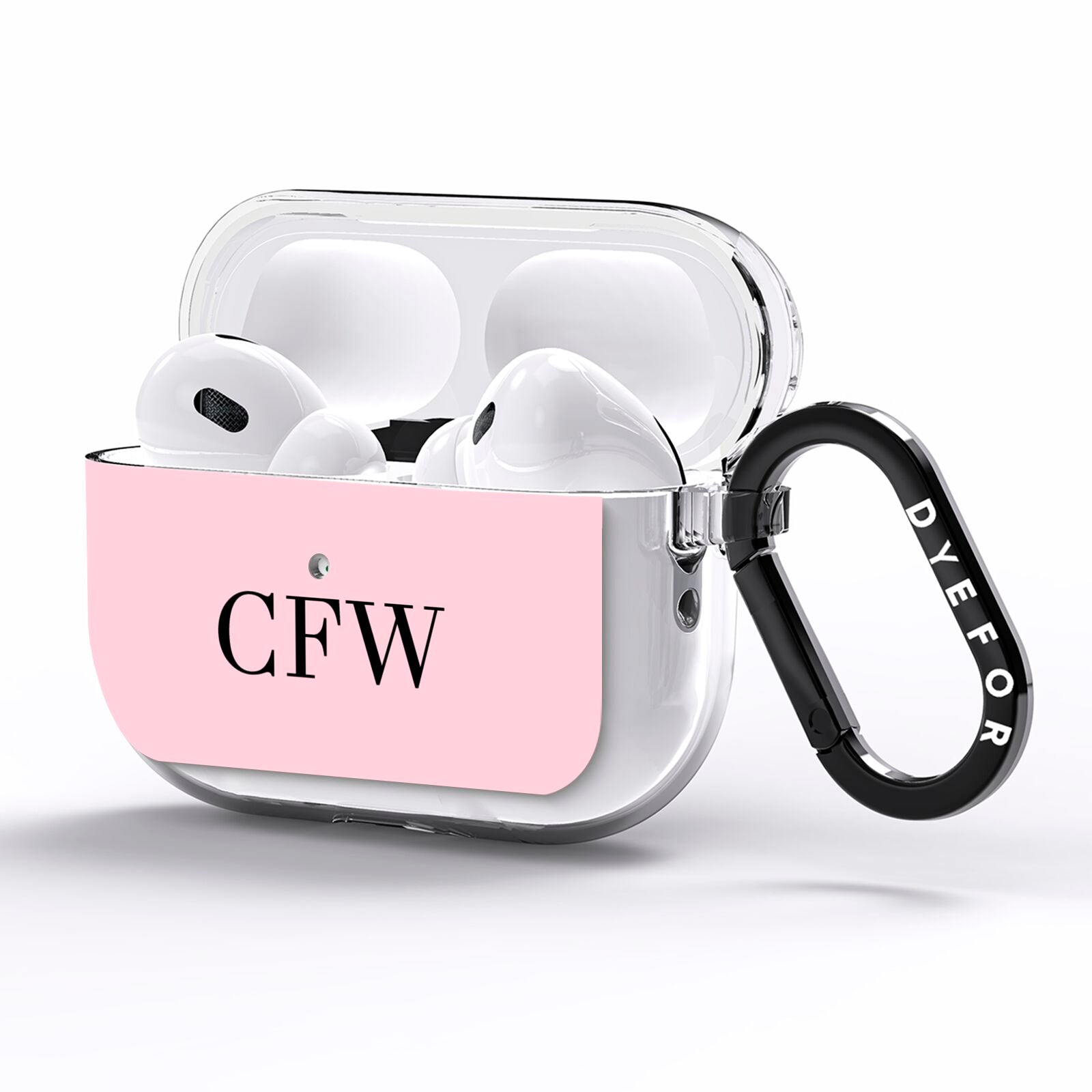 Personalised Black Pink Side Initials AirPods Pro Clear Case Side Image