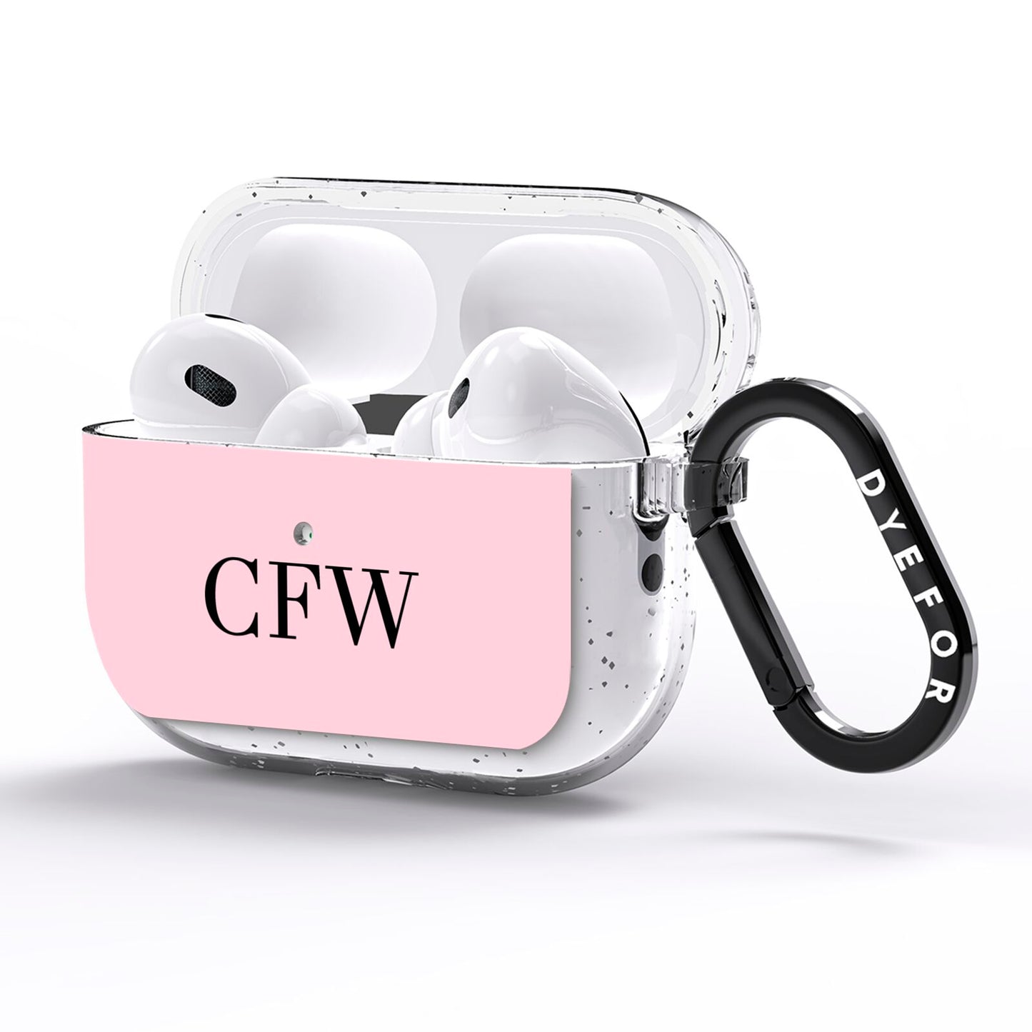 Personalised Black Pink Side Initials AirPods Pro Glitter Case Side Image