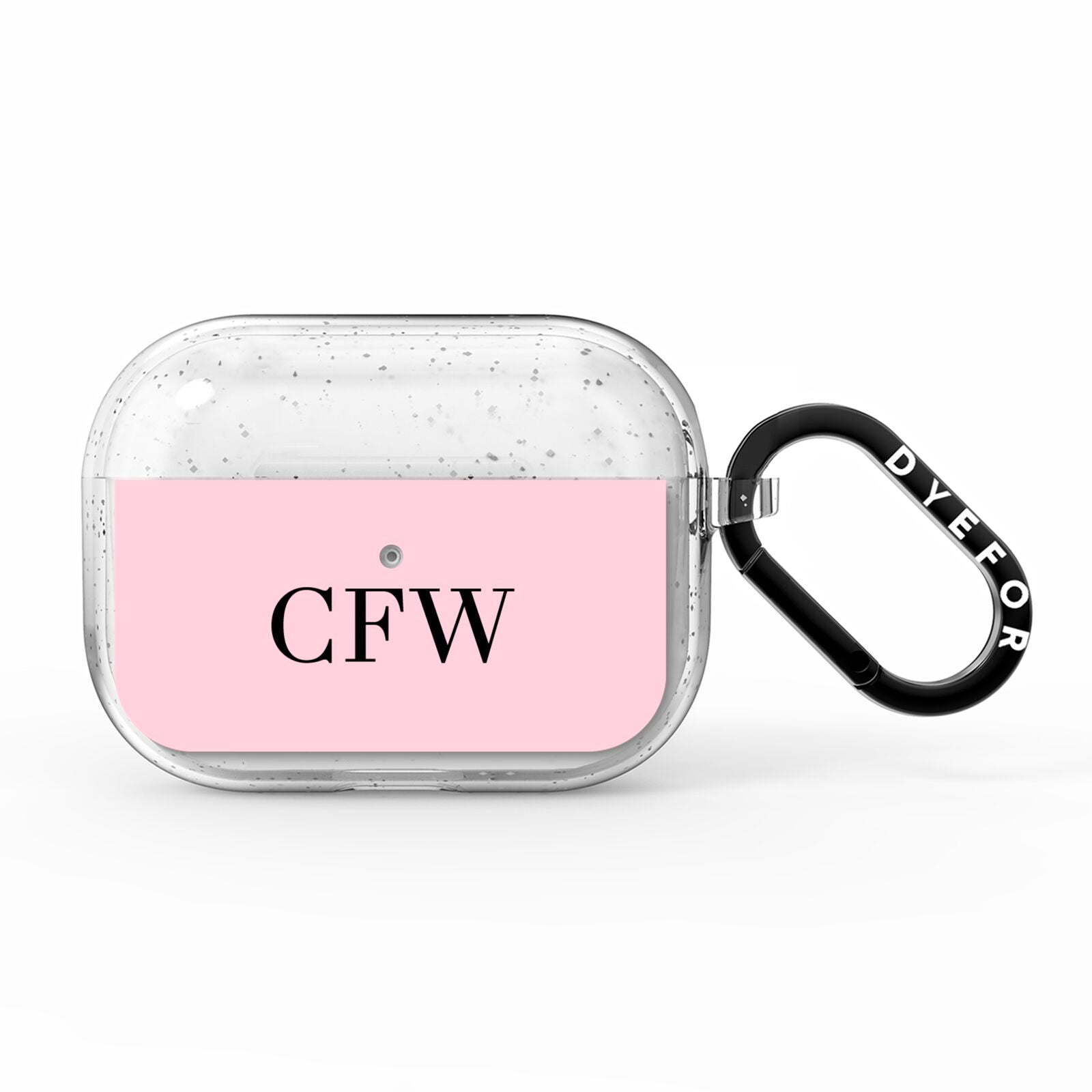 Personalised Black Pink Side Initials AirPods Pro Glitter Case