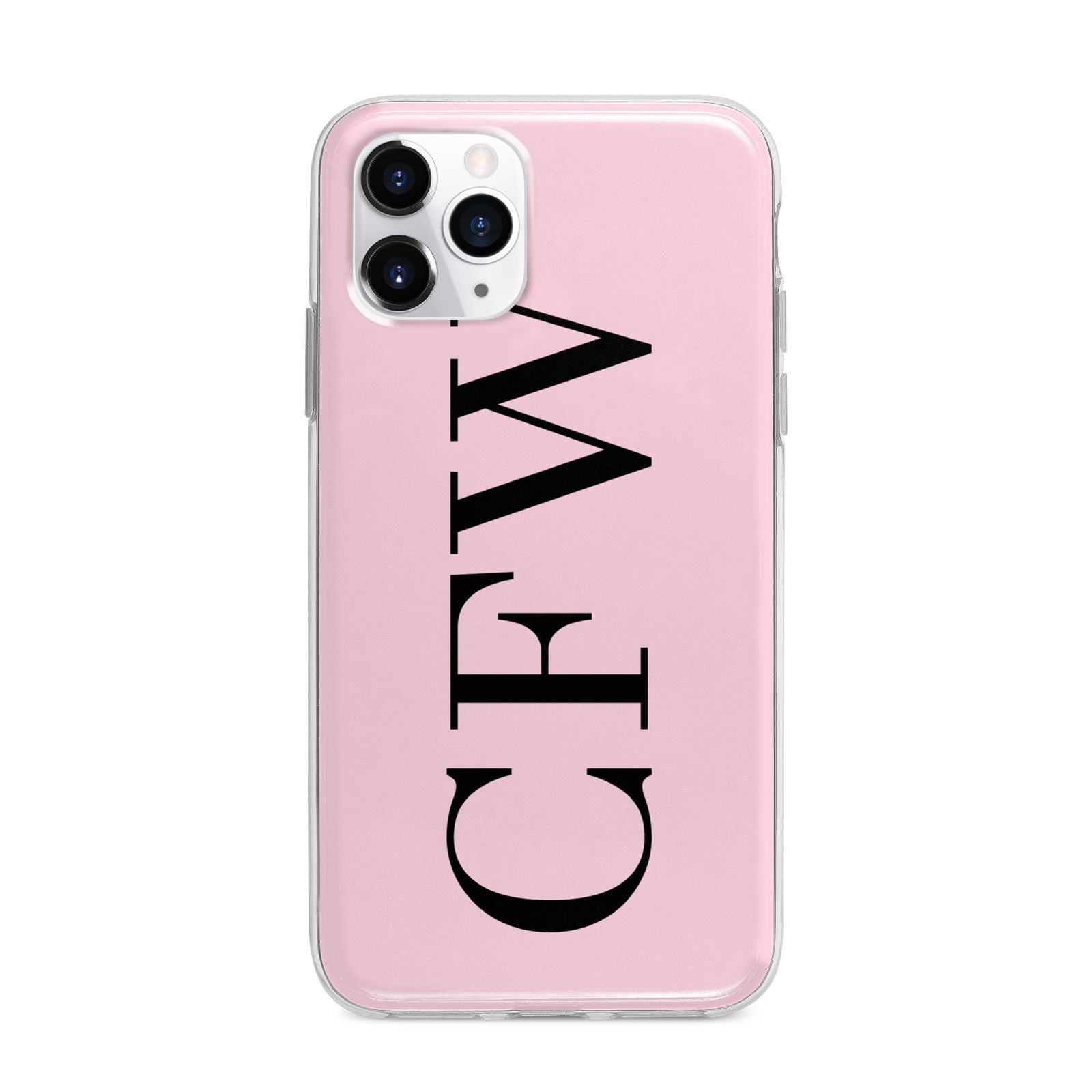 Personalised Black Pink Side Initials Apple iPhone 11 Pro Max in Silver with Bumper Case