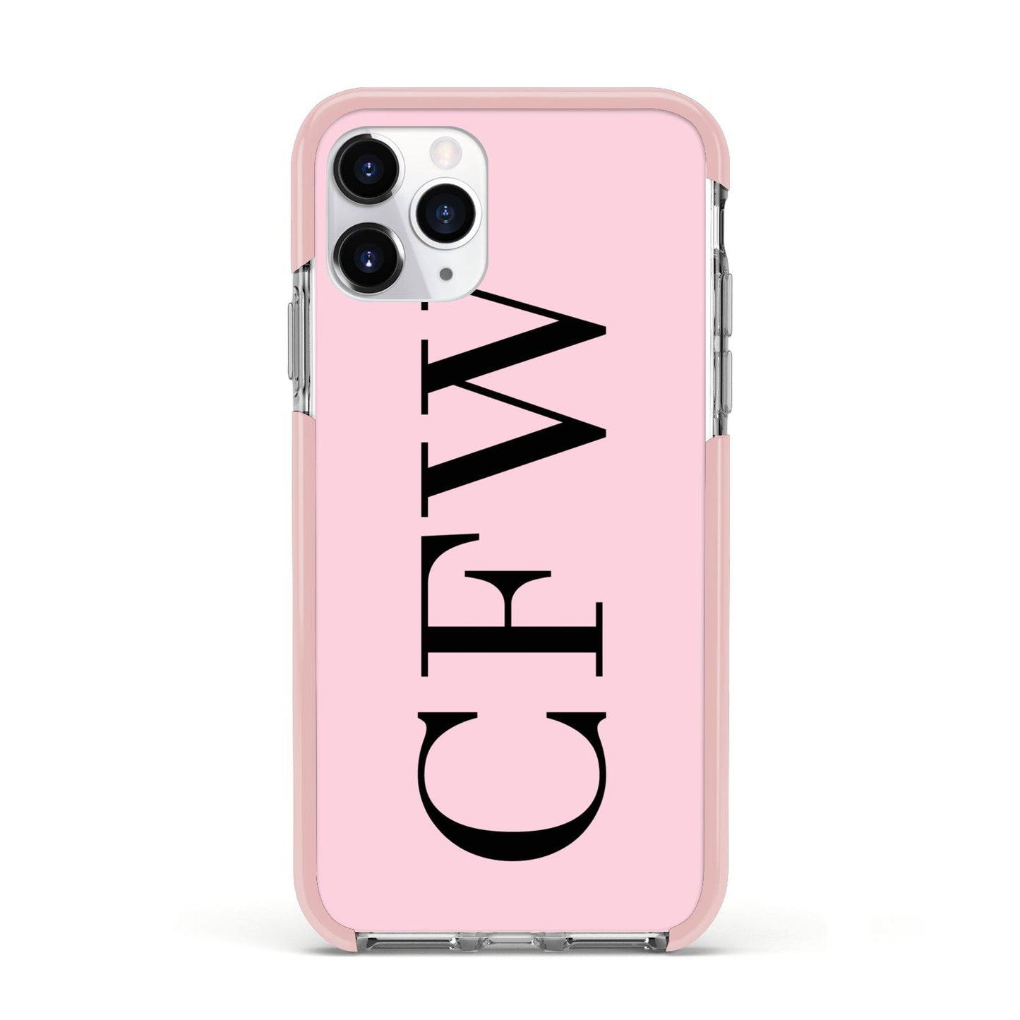 Personalised Black Pink Side Initials Apple iPhone 11 Pro in Silver with Pink Impact Case