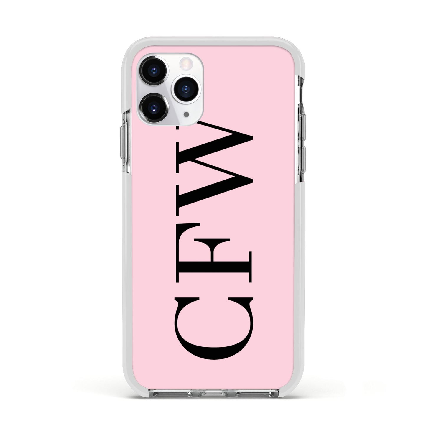 Personalised Black Pink Side Initials Apple iPhone 11 Pro in Silver with White Impact Case