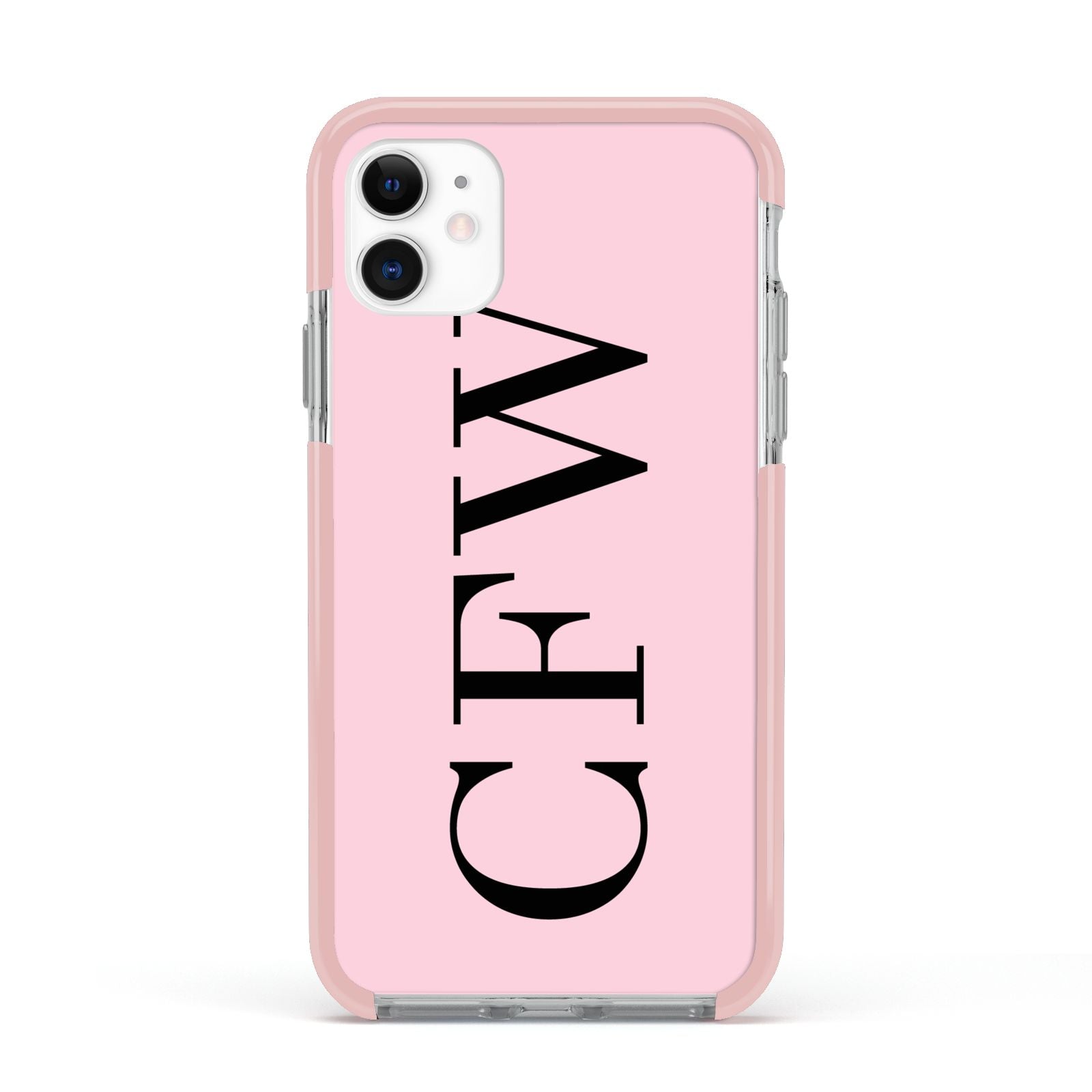 Personalised Black Pink Side Initials Apple iPhone 11 in White with Pink Impact Case