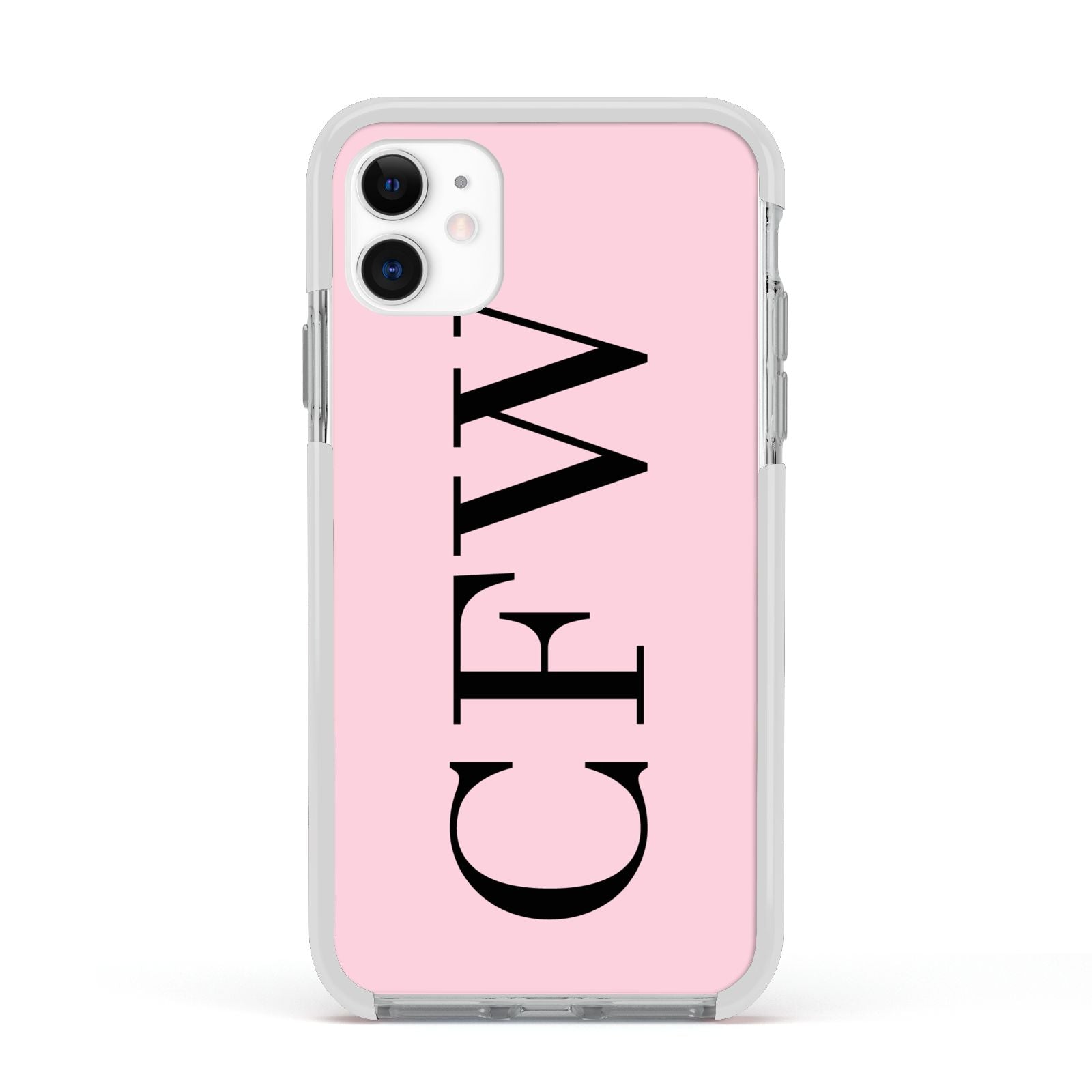 Personalised Black Pink Side Initials Apple iPhone 11 in White with White Impact Case