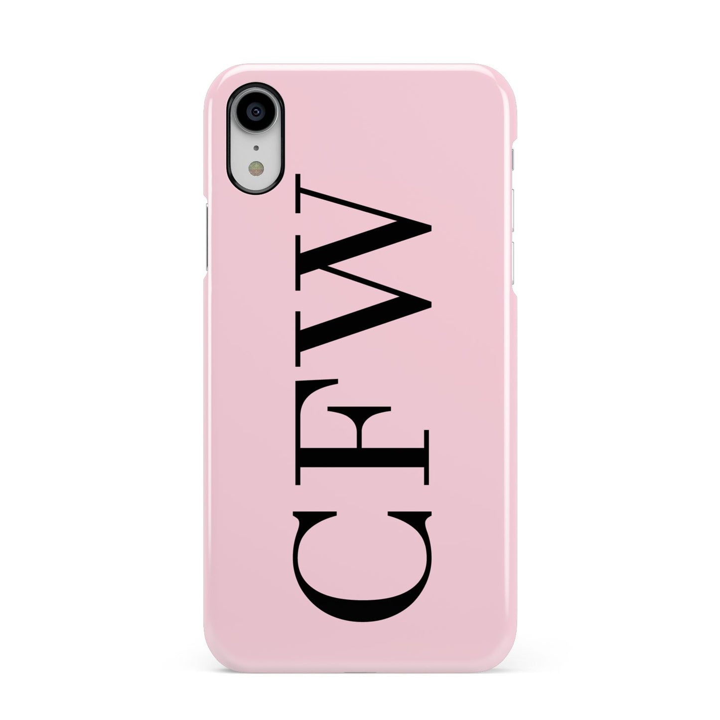 Personalised Black Pink Side Initials Apple iPhone XR White 3D Snap Case