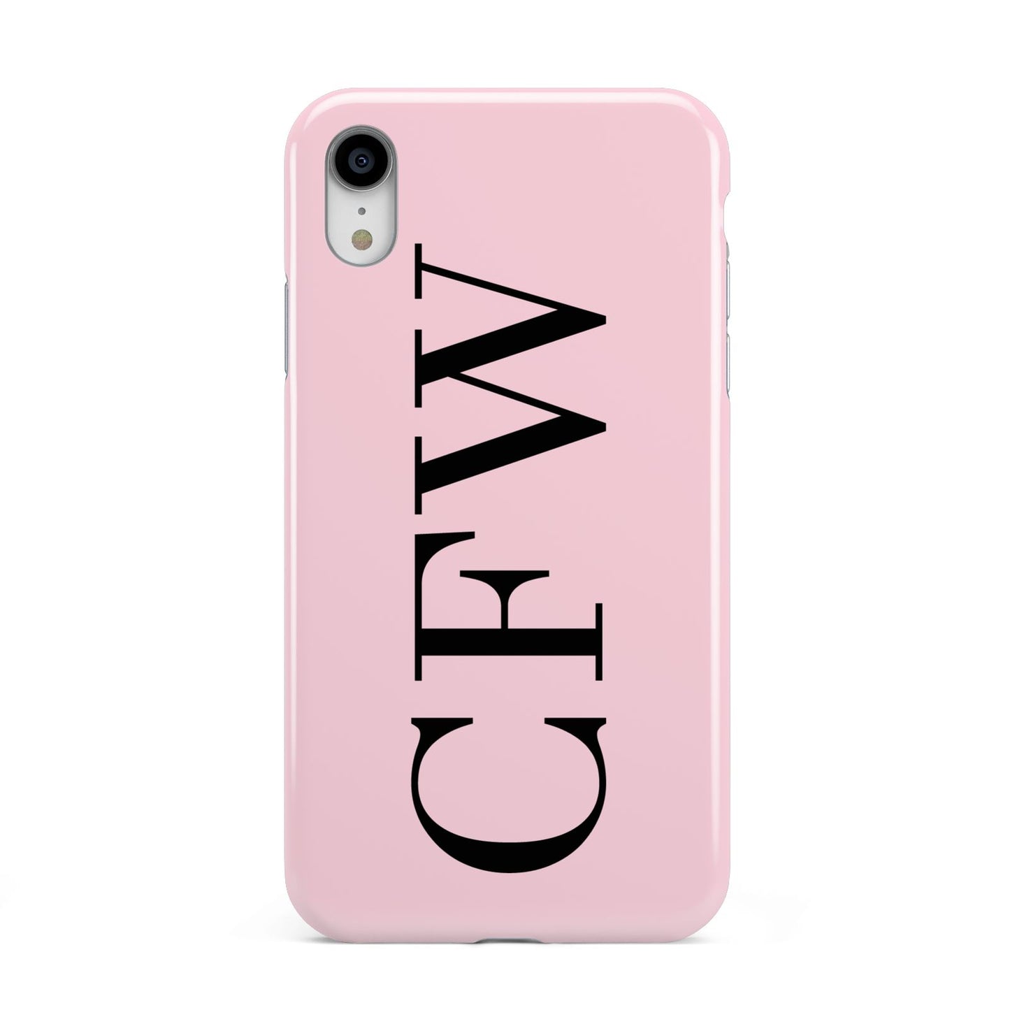 Personalised Black Pink Side Initials Apple iPhone XR White 3D Tough Case