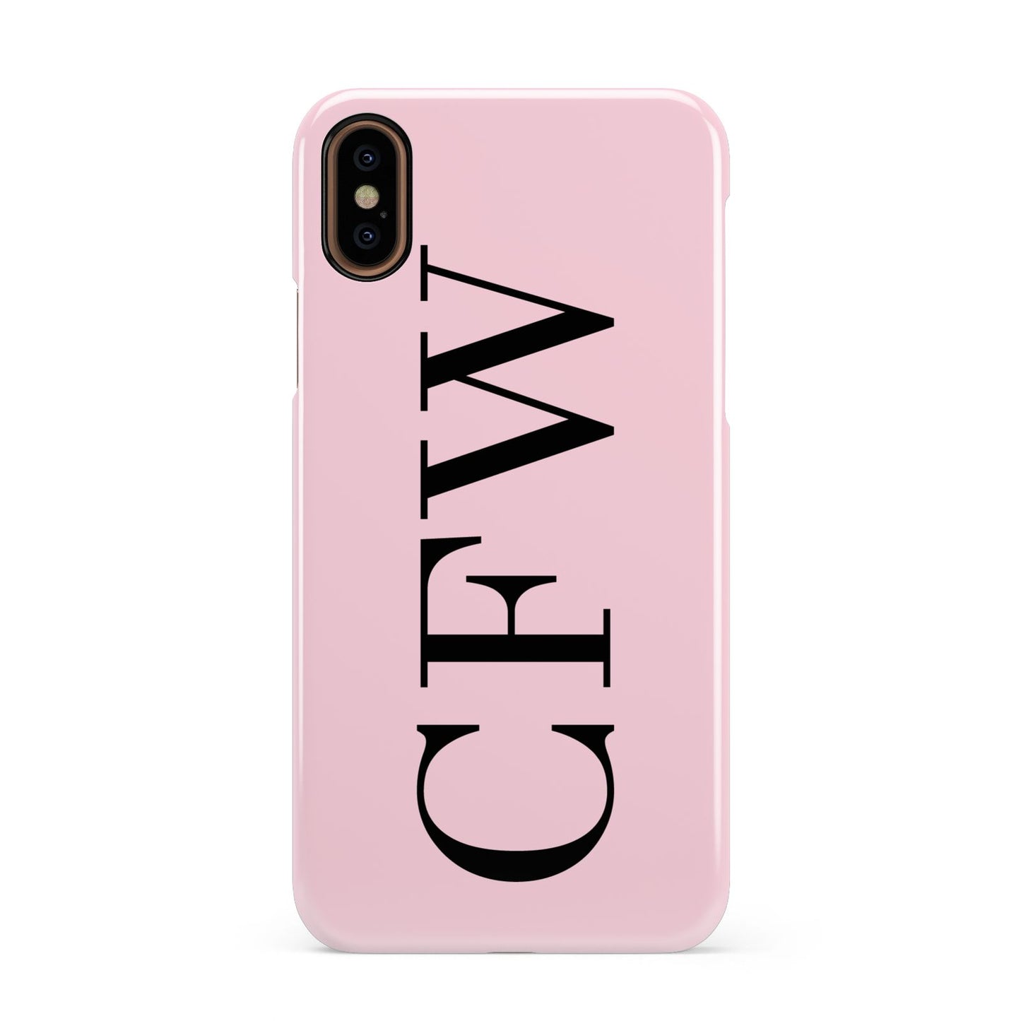 Personalised Black Pink Side Initials Apple iPhone XS 3D Snap Case