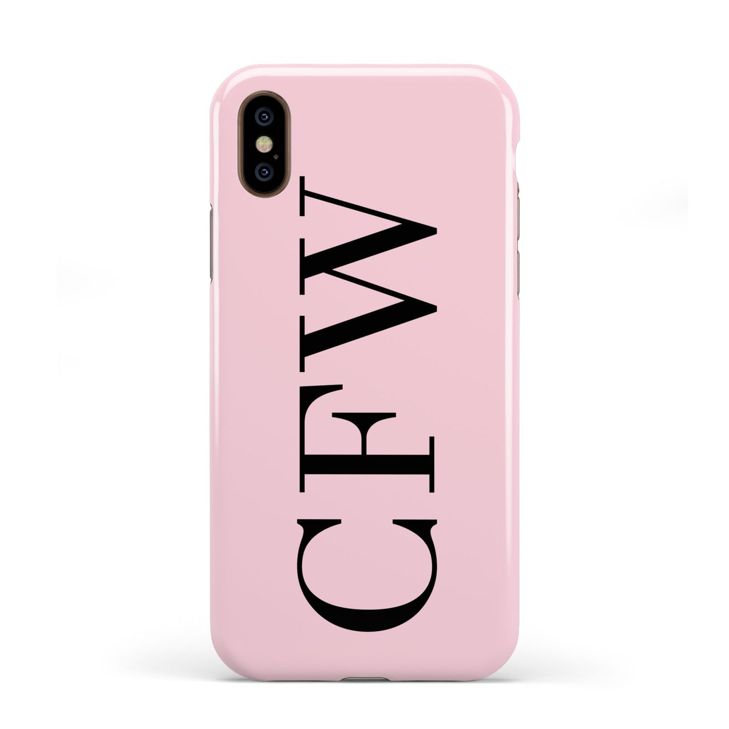 Personalised Black Pink Side Initials Apple iPhone XS 3D Tough