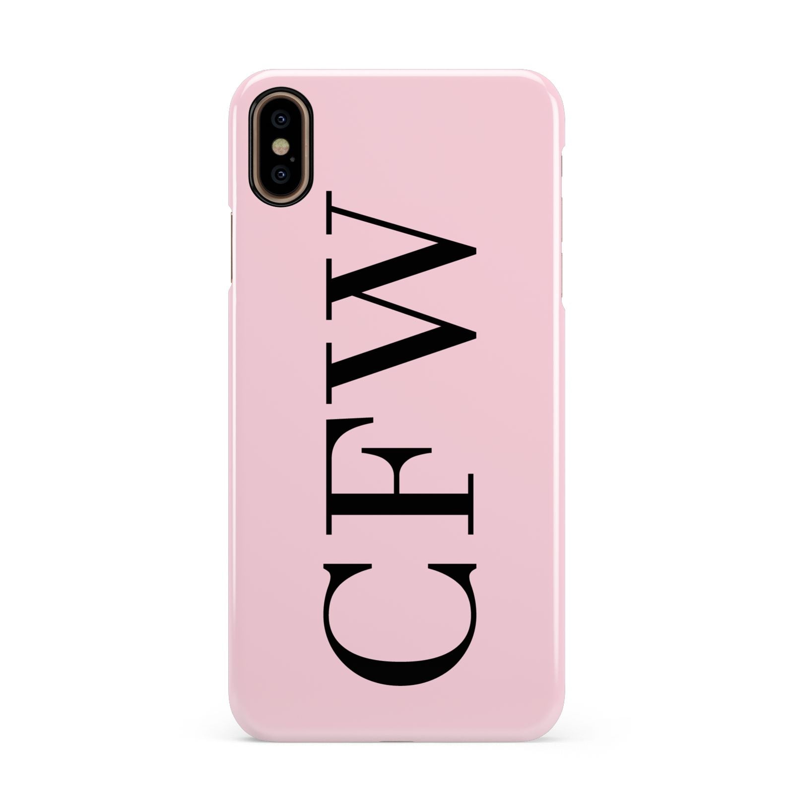 Personalised Black Pink Side Initials Apple iPhone Xs Max 3D Snap Case