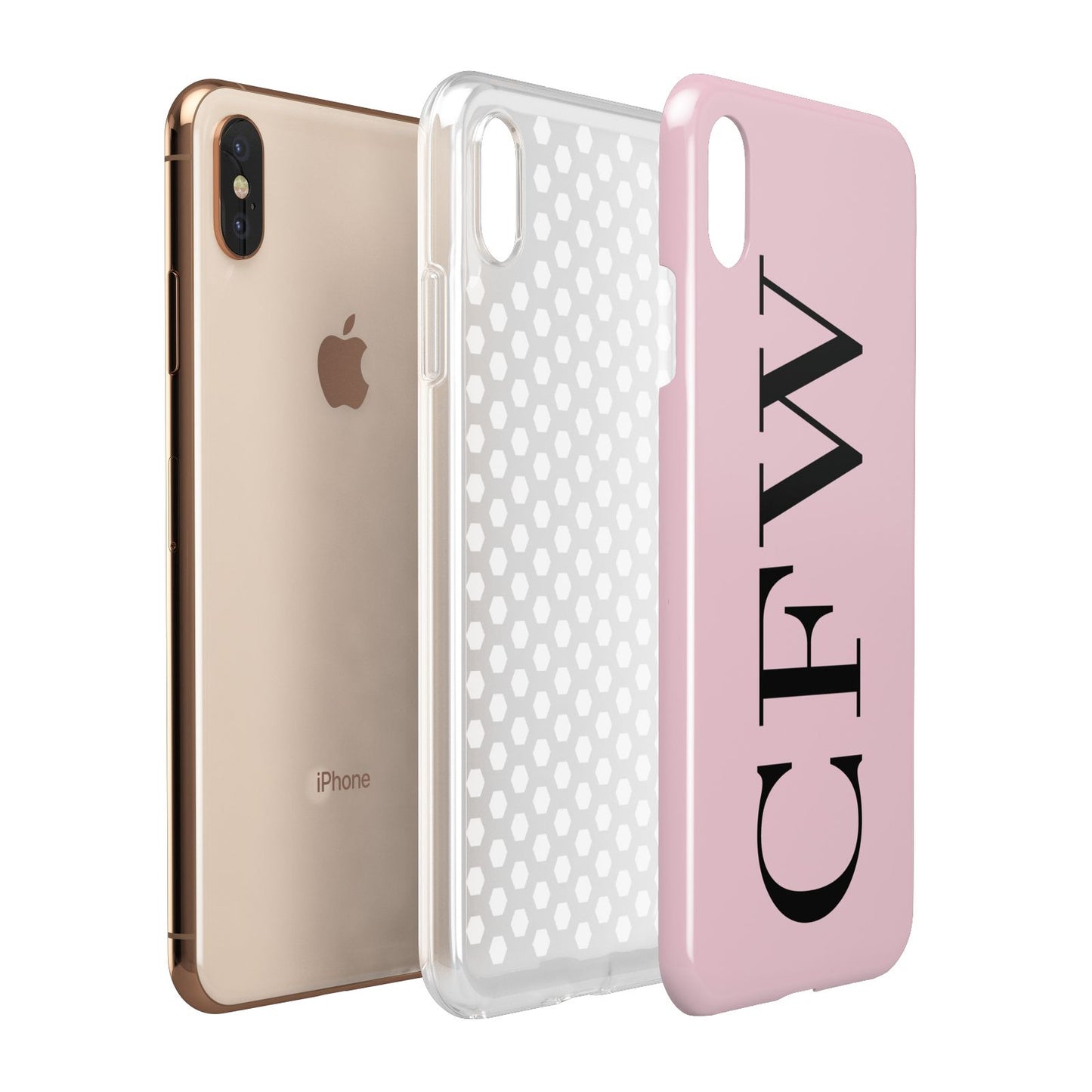 Personalised Black Pink Side Initials Apple iPhone Xs Max 3D Tough Case Expanded View