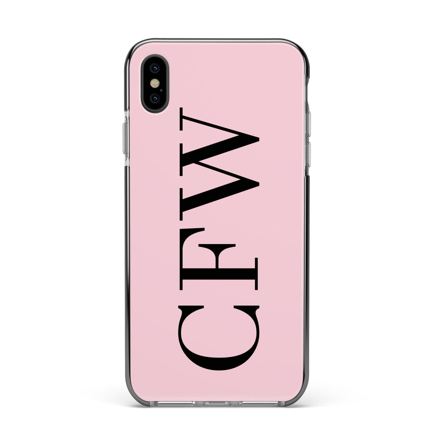 Personalised Black Pink Side Initials Apple iPhone Xs Max Impact Case Black Edge on Black Phone