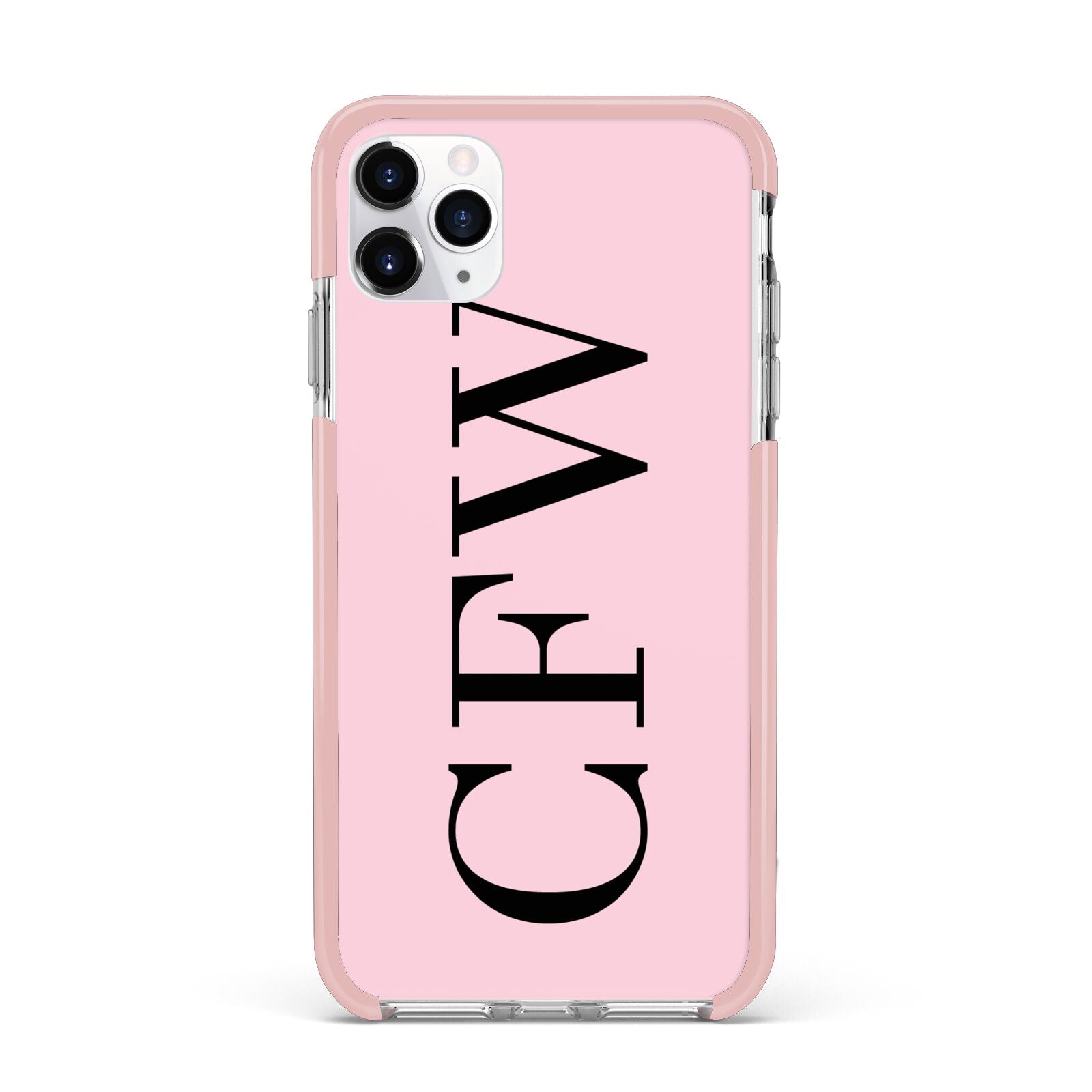 Personalised Black Pink Side Initials iPhone 11 Pro Max Impact Pink Edge Case