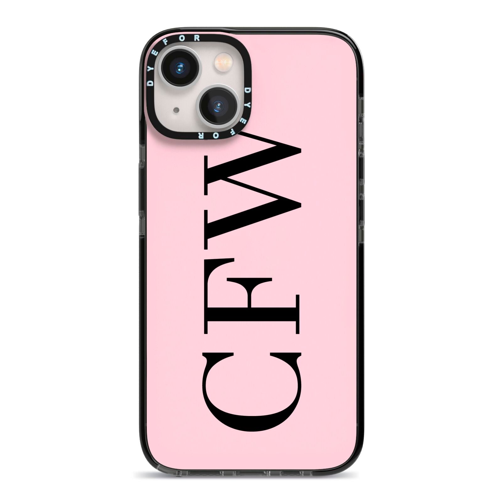 Personalised Black Pink Side Initials iPhone 13 Black Impact Case on Silver phone