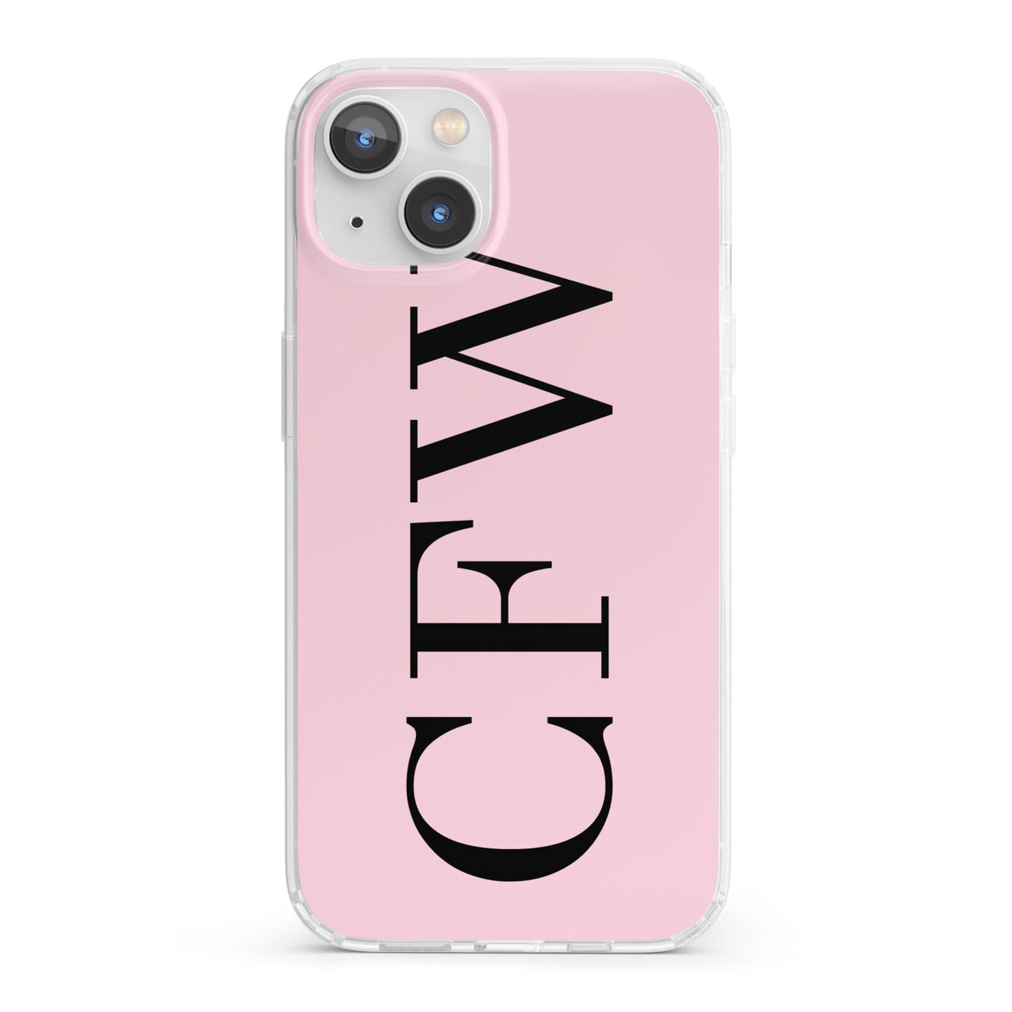 Personalised Black Pink Side Initials iPhone 13 Clear Bumper Case