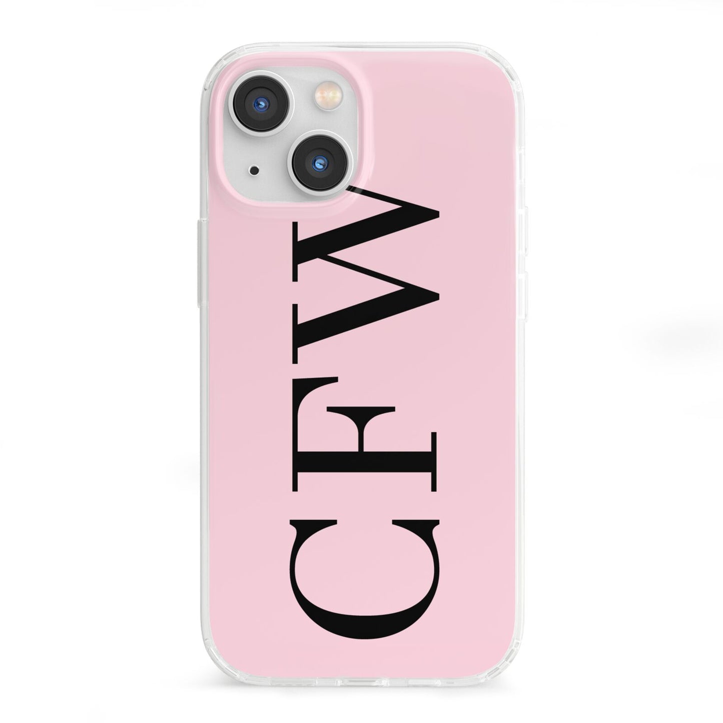 Personalised Black Pink Side Initials iPhone 13 Mini Clear Bumper Case