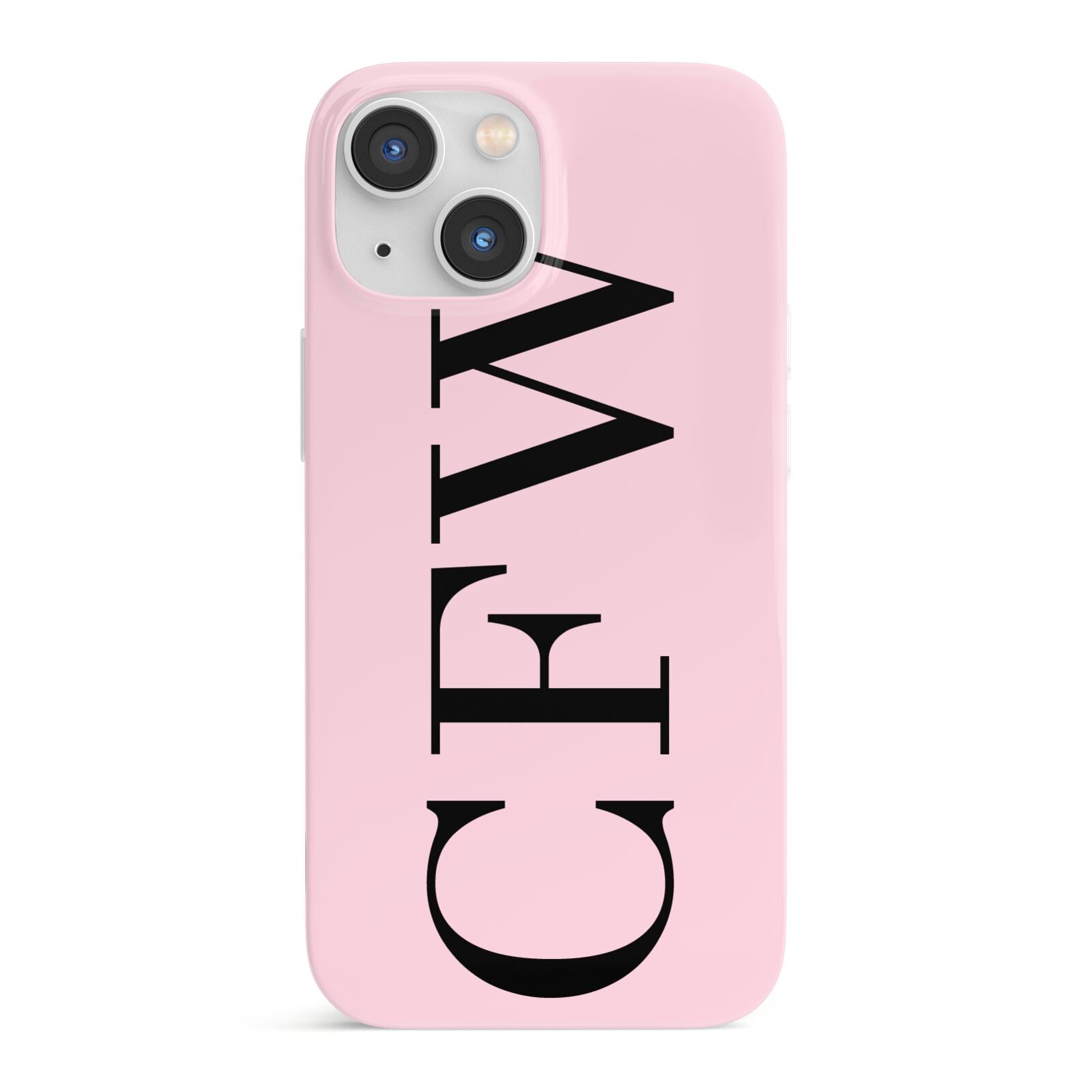 Personalised Black Pink Side Initials iPhone 13 Mini Full Wrap 3D Snap Case