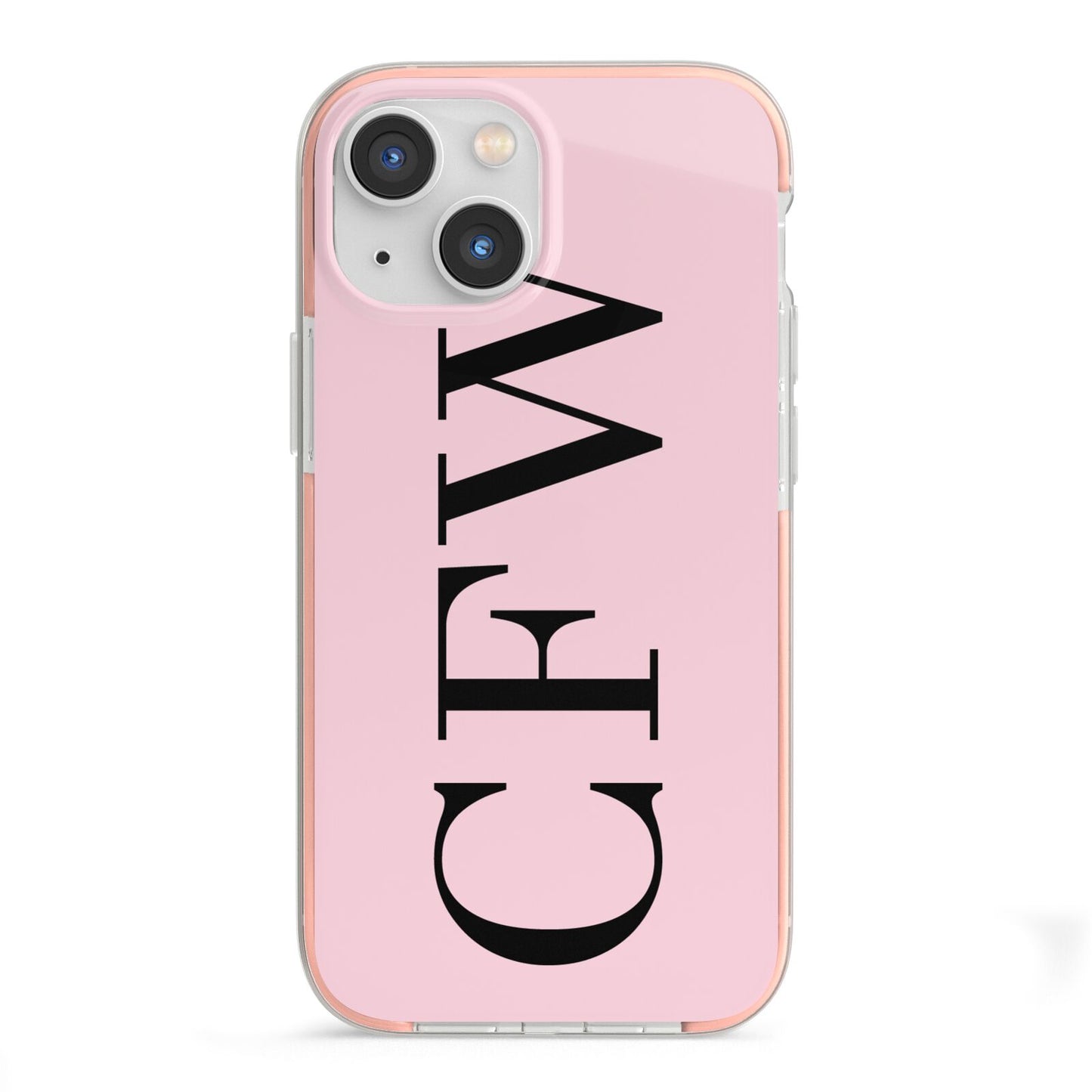 Personalised Black Pink Side Initials iPhone 13 Mini TPU Impact Case with Pink Edges