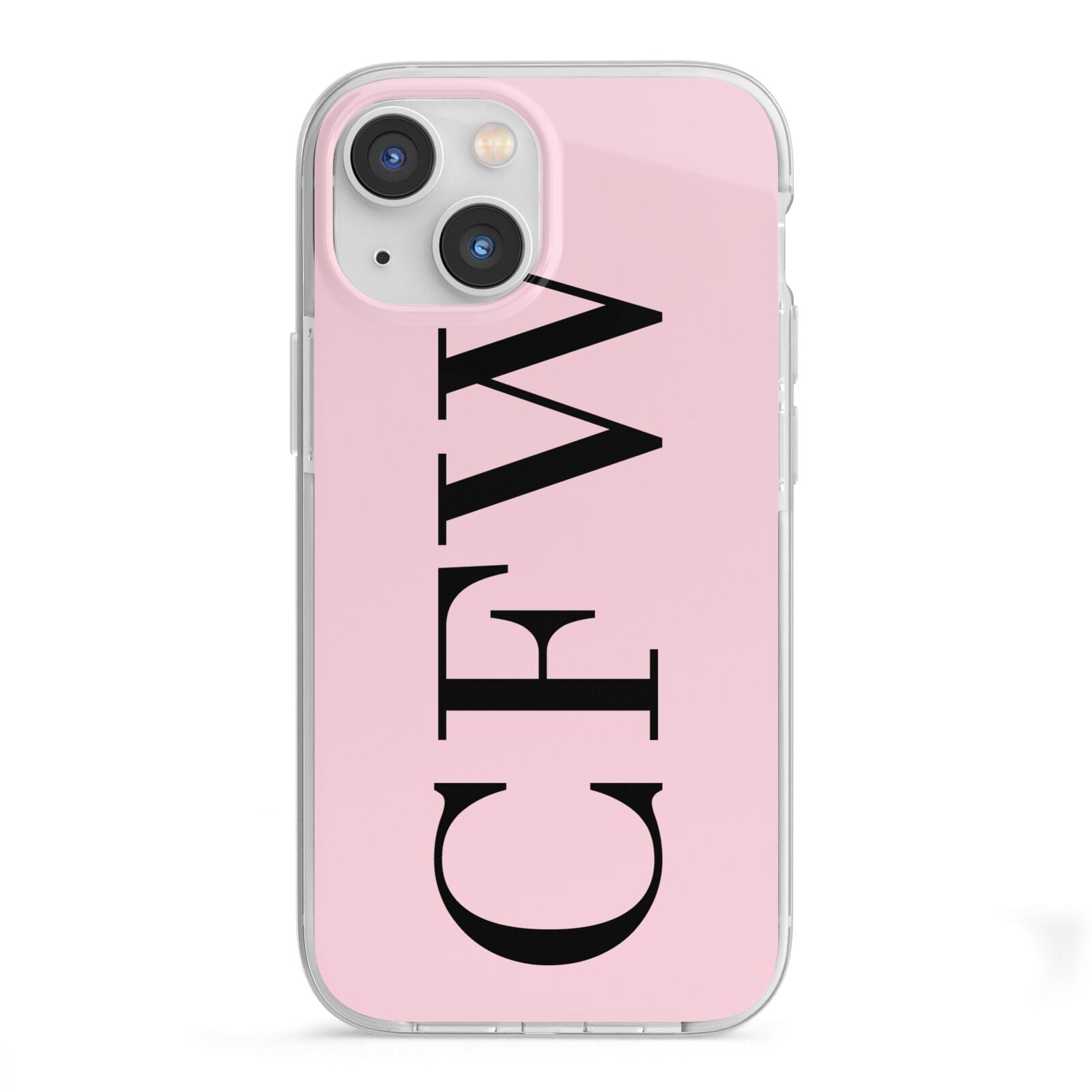 Personalised Black Pink Side Initials iPhone 13 Mini TPU Impact Case with White Edges