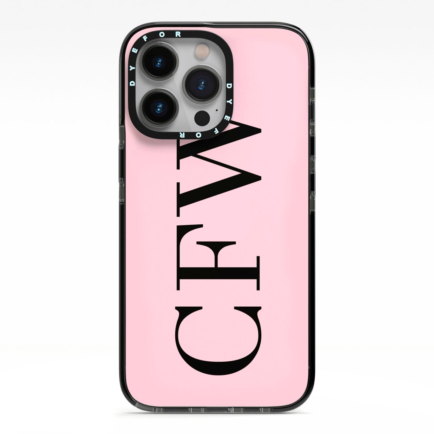 Personalised Black Pink Side Initials iPhone 13 Pro Black Impact Case on Silver phone