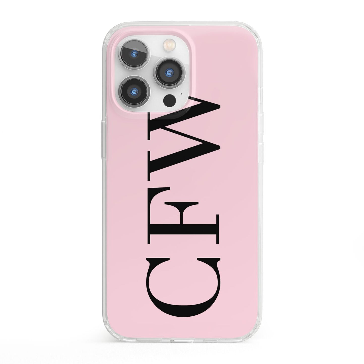 Personalised Black Pink Side Initials iPhone 13 Pro Clear Bumper Case