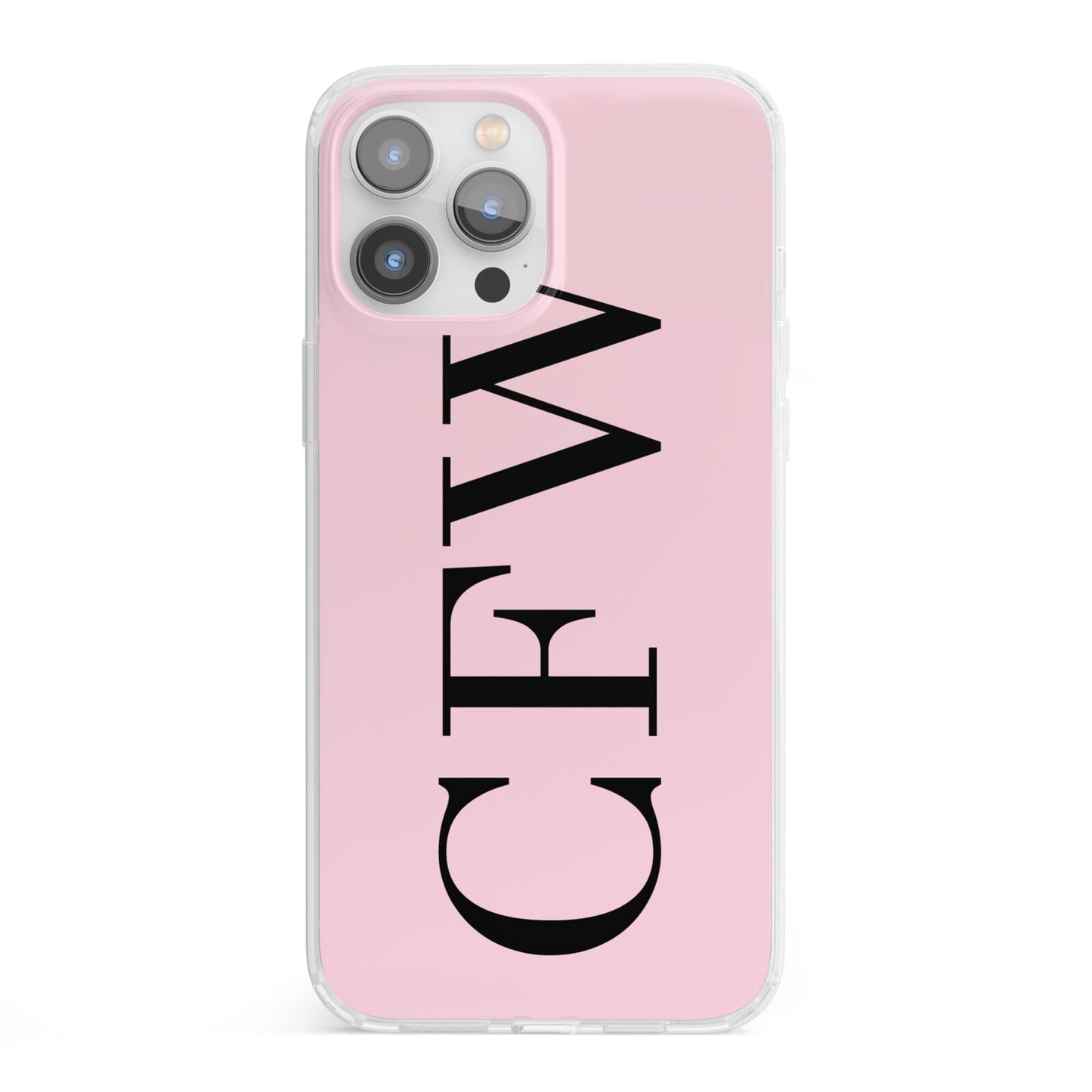 Personalised Black Pink Side Initials iPhone 13 Pro Max Clear Bumper Case