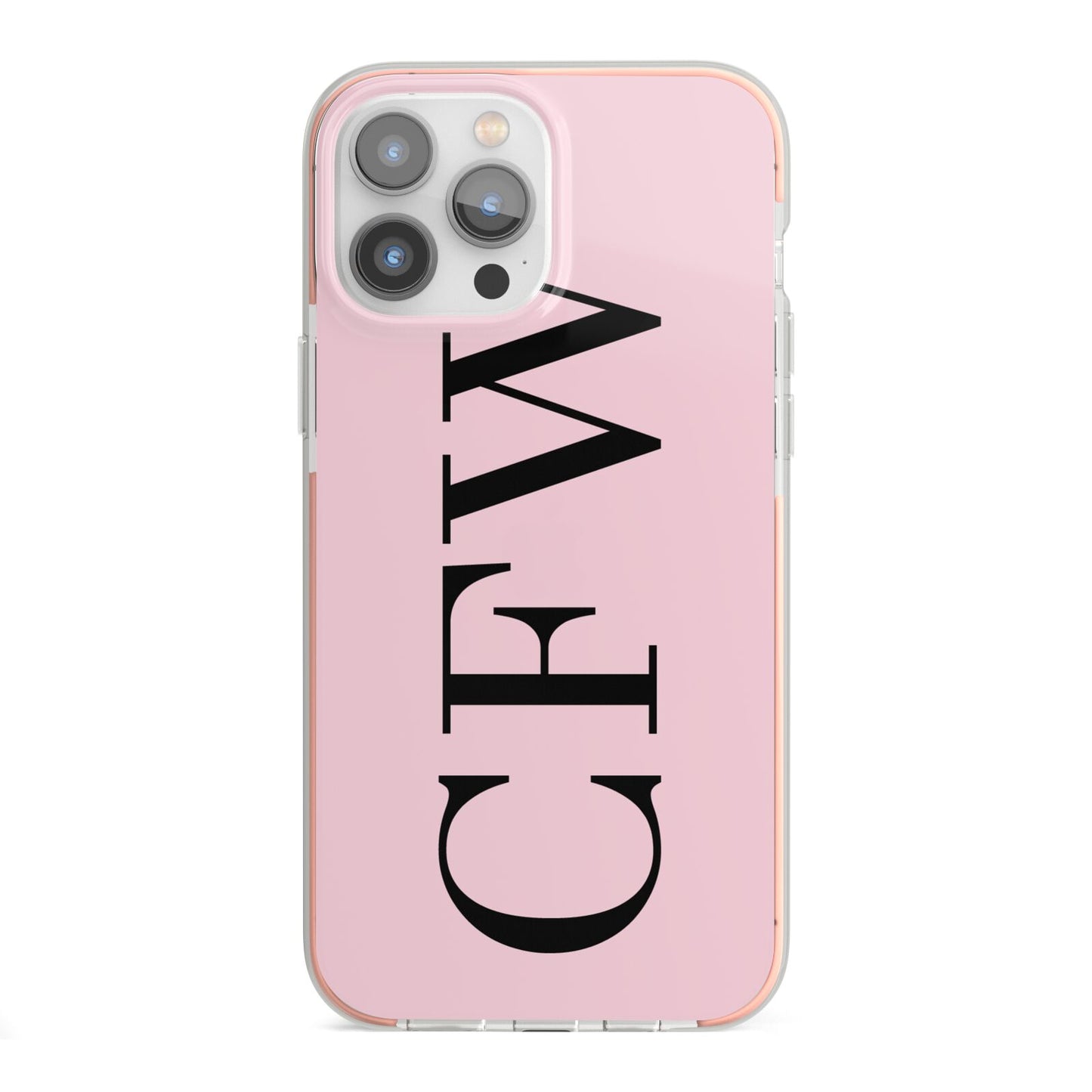 Personalised Black Pink Side Initials iPhone 13 Pro Max TPU Impact Case with Pink Edges