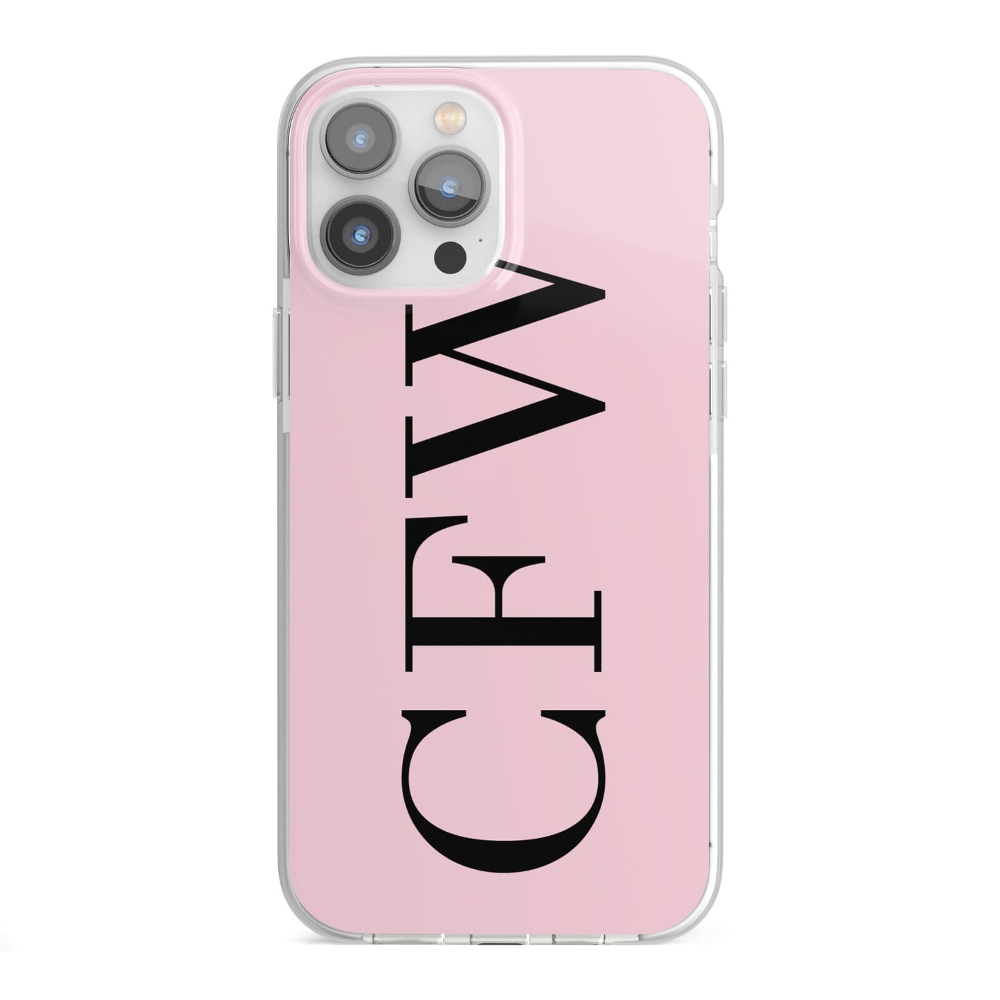 Personalised Black Pink Side Initials iPhone 13 Pro Max TPU Impact Case with White Edges