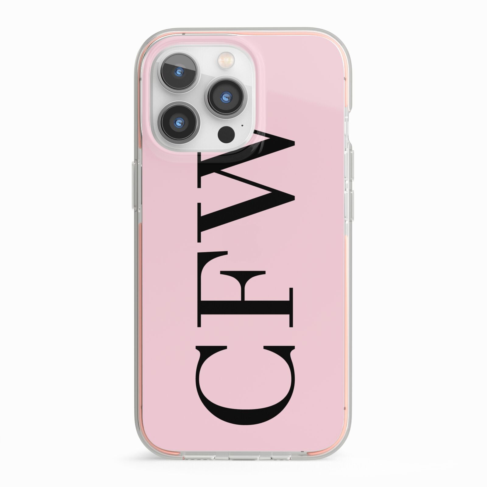 Personalised Black Pink Side Initials iPhone 13 Pro TPU Impact Case with Pink Edges