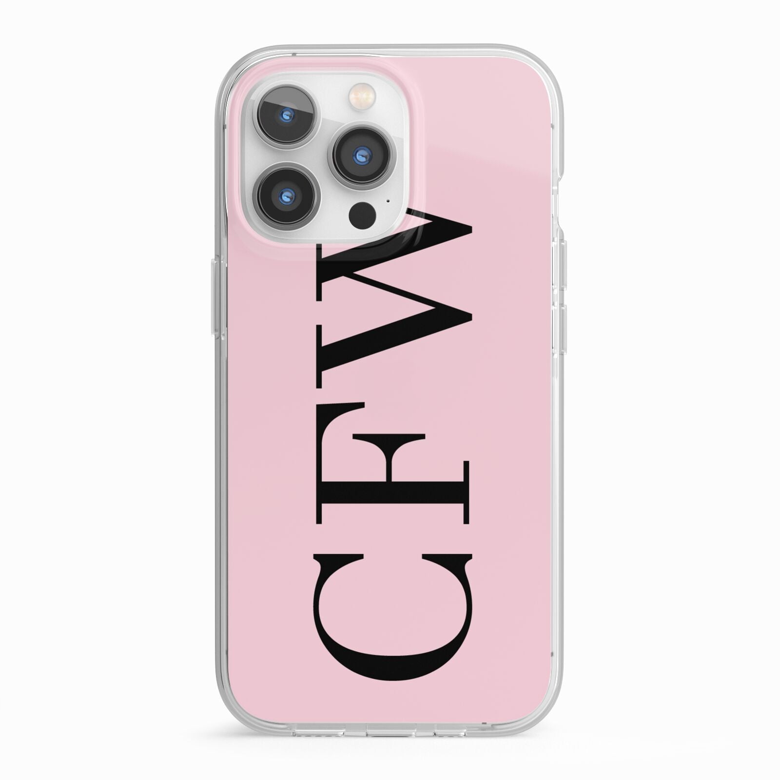 Personalised Black Pink Side Initials iPhone 13 Pro TPU Impact Case with White Edges