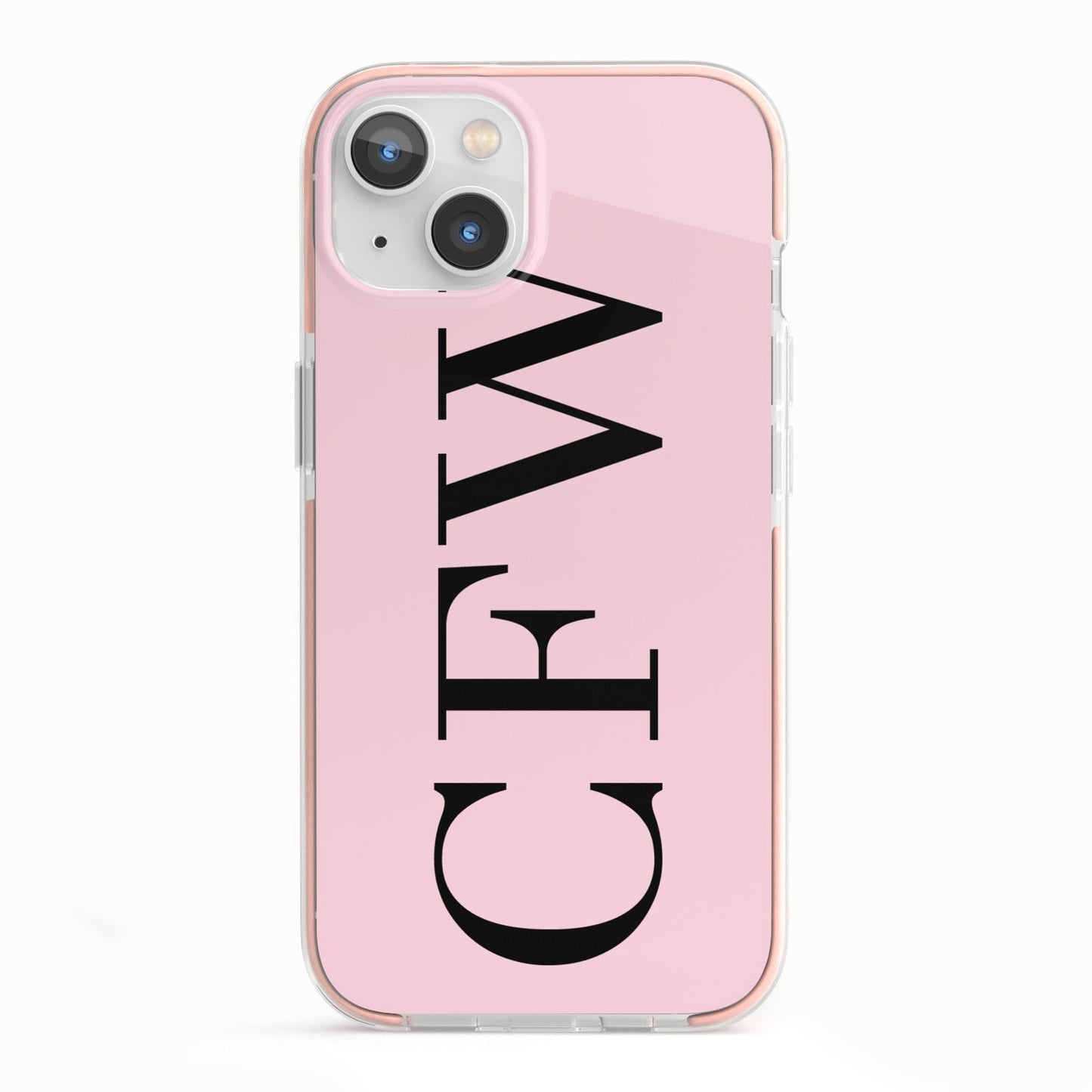 Personalised Black Pink Side Initials iPhone 13 TPU Impact Case with Pink Edges