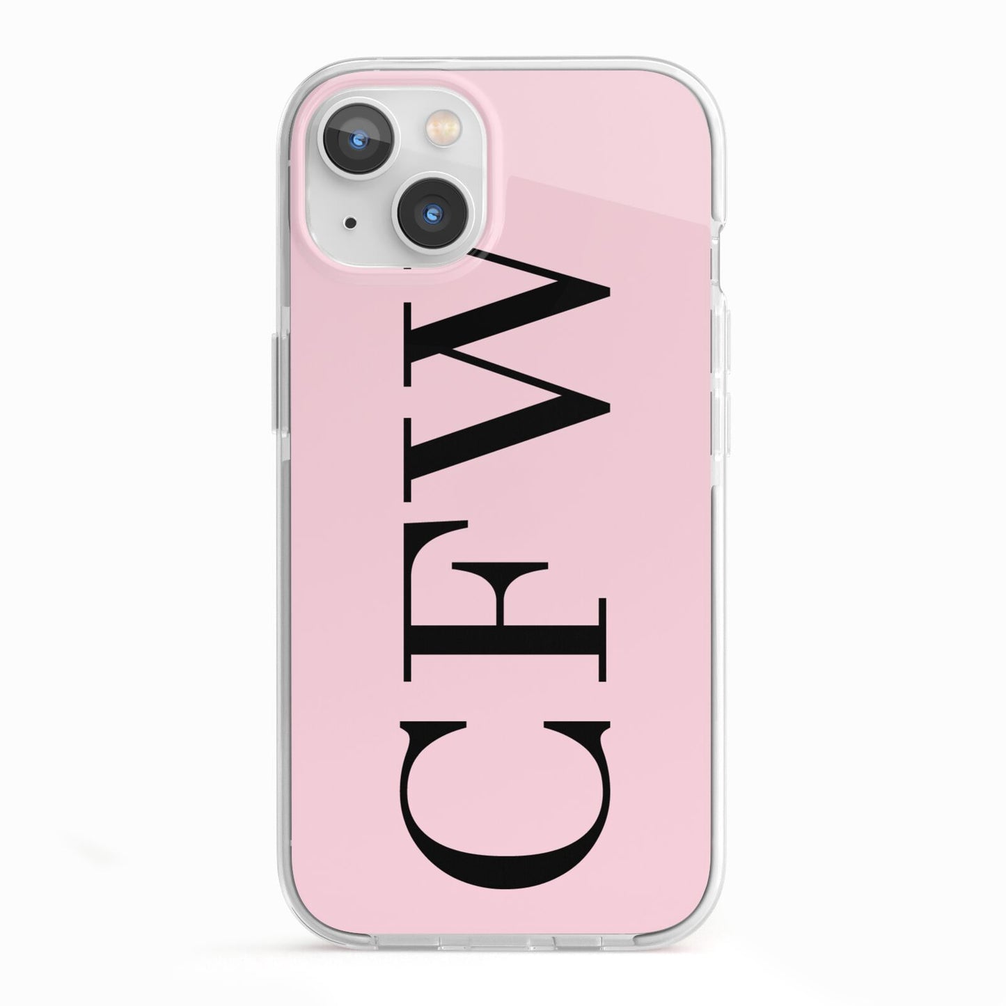 Personalised Black Pink Side Initials iPhone 13 TPU Impact Case with White Edges