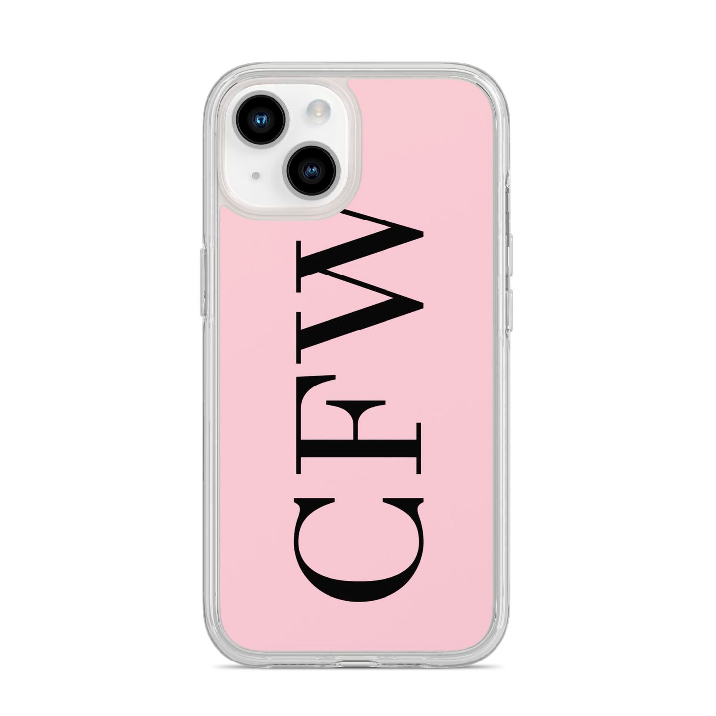 Personalised Black Pink Side Initials iPhone 14 Clear Tough Case Starlight