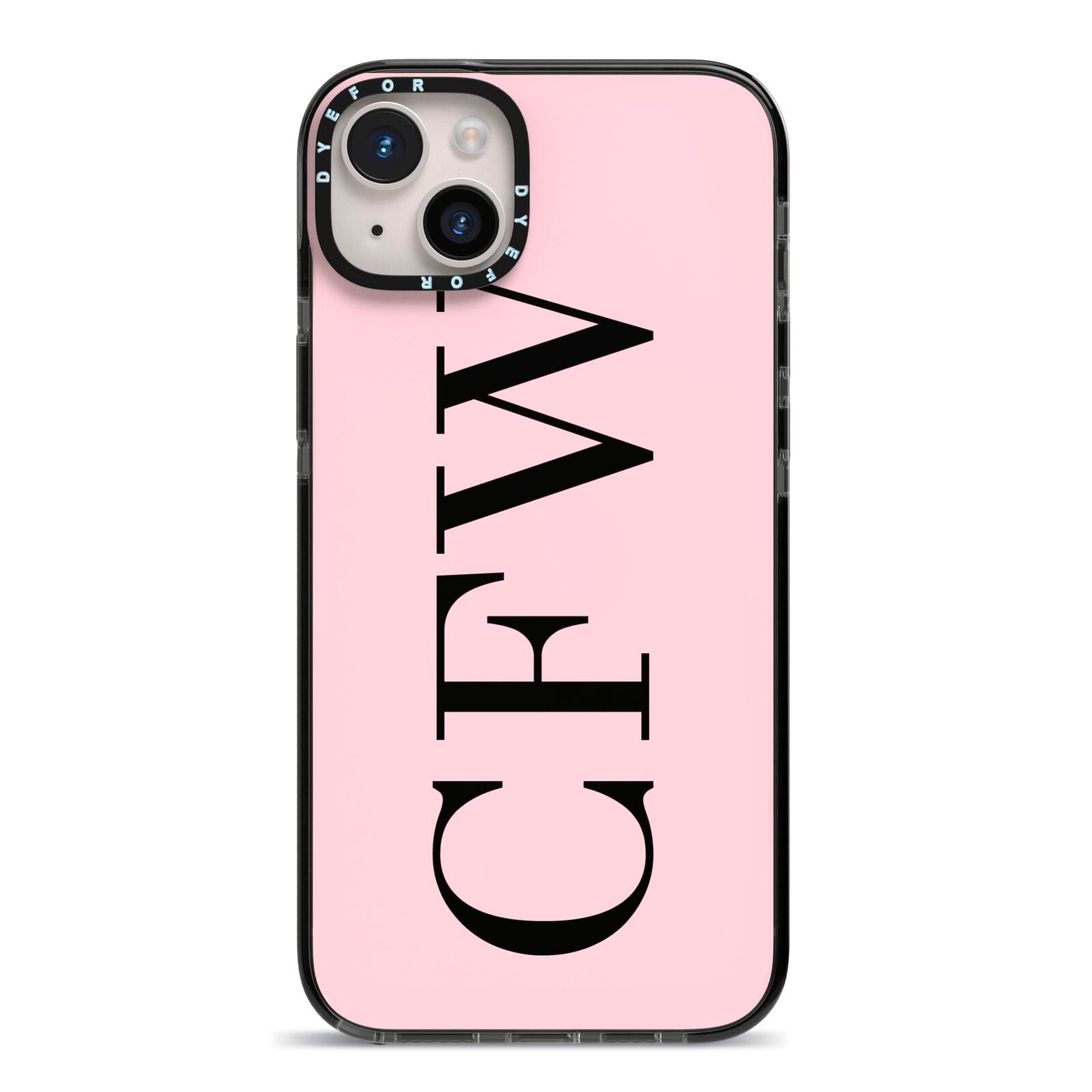 Personalised Black Pink Side Initials iPhone 14 Plus Black Impact Case on Silver phone