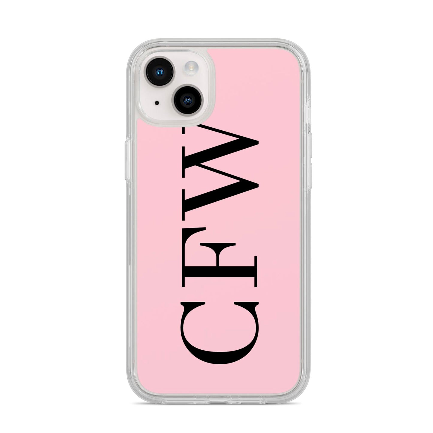 Personalised Black Pink Side Initials iPhone 14 Plus Clear Tough Case Starlight