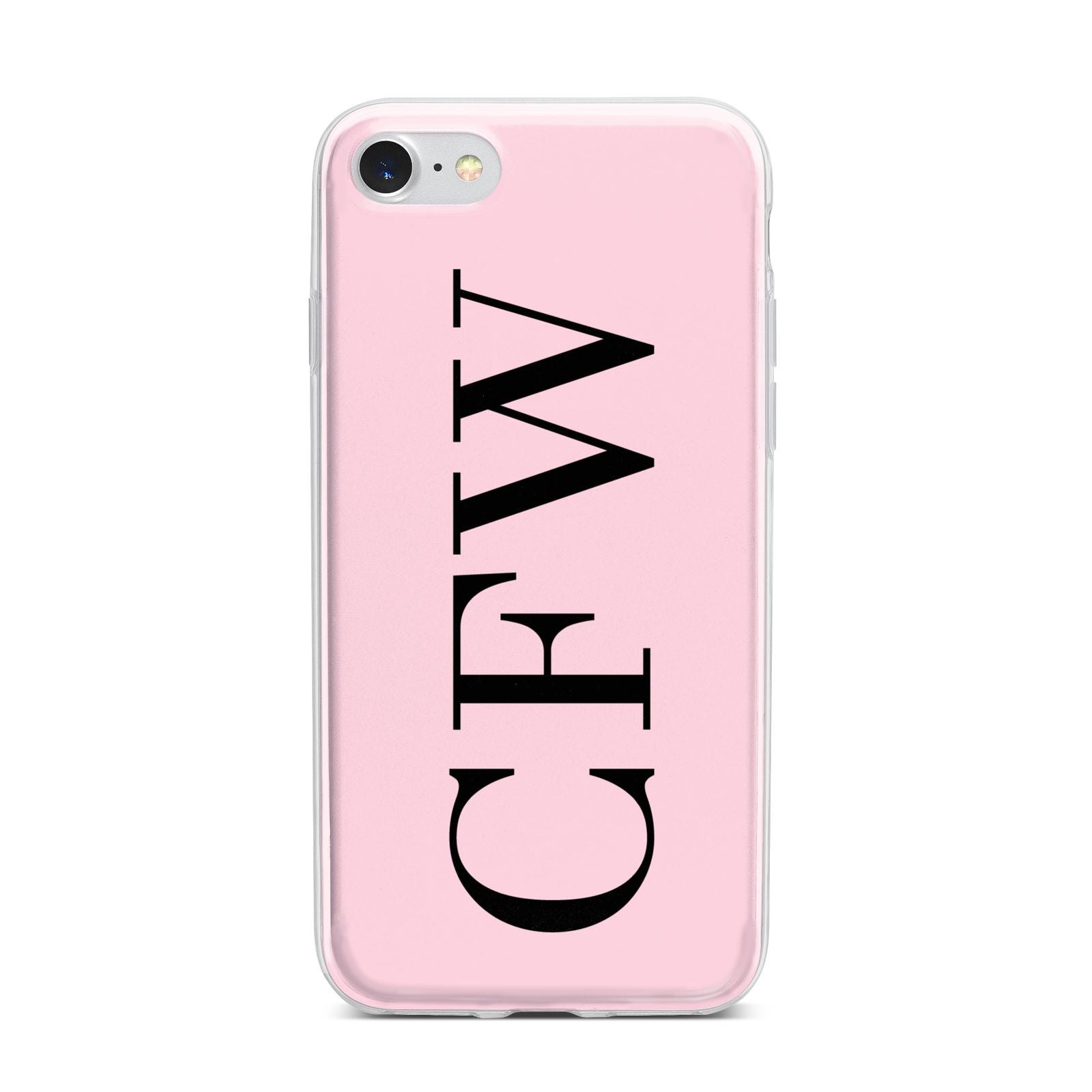 Personalised Black Pink Side Initials iPhone 7 Bumper Case on Silver iPhone