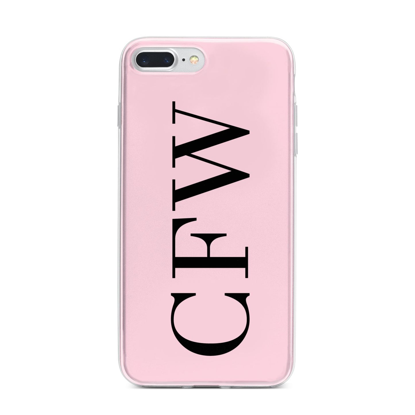 Personalised Black Pink Side Initials iPhone 7 Plus Bumper Case on Silver iPhone