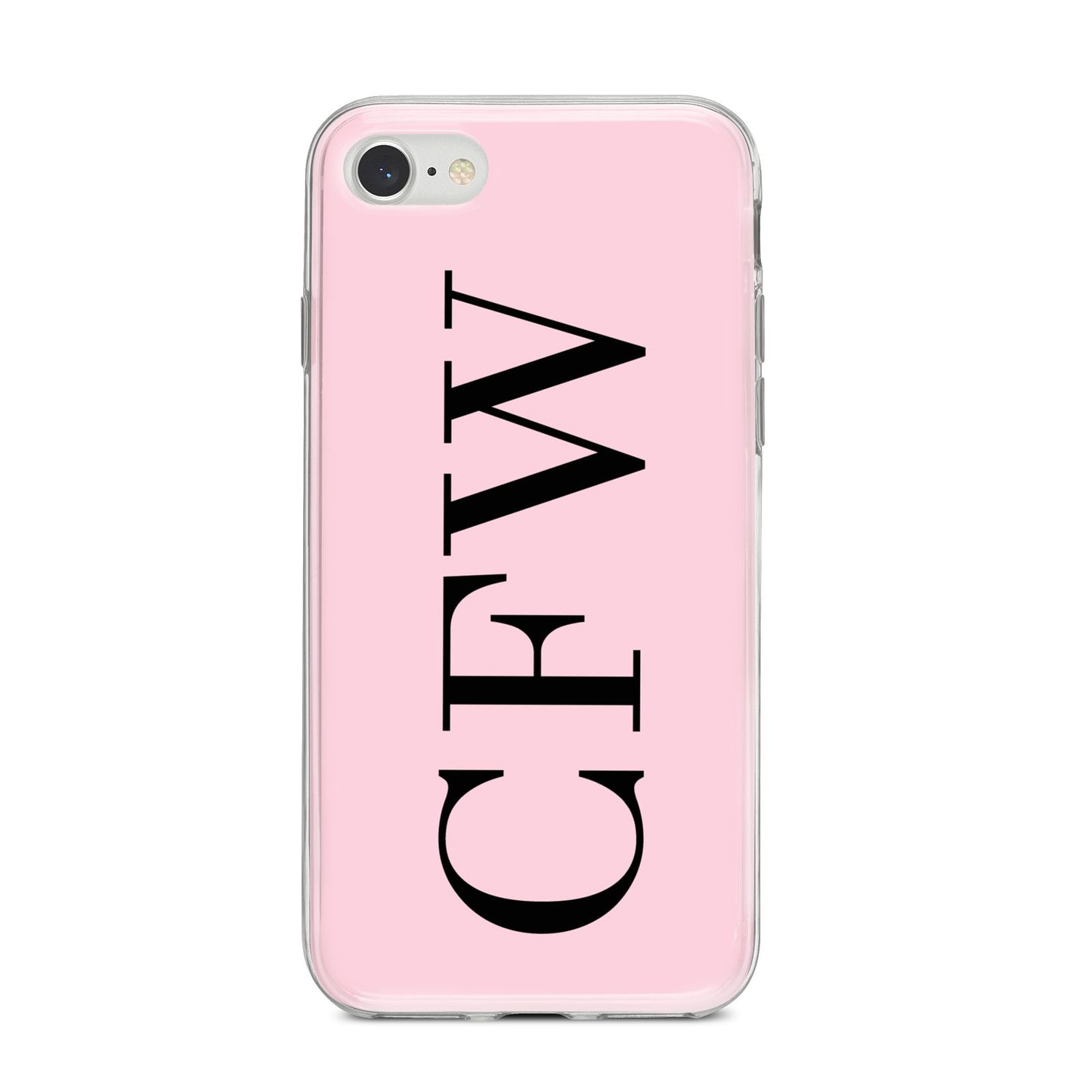 Personalised Black Pink Side Initials iPhone 8 Bumper Case on Silver iPhone