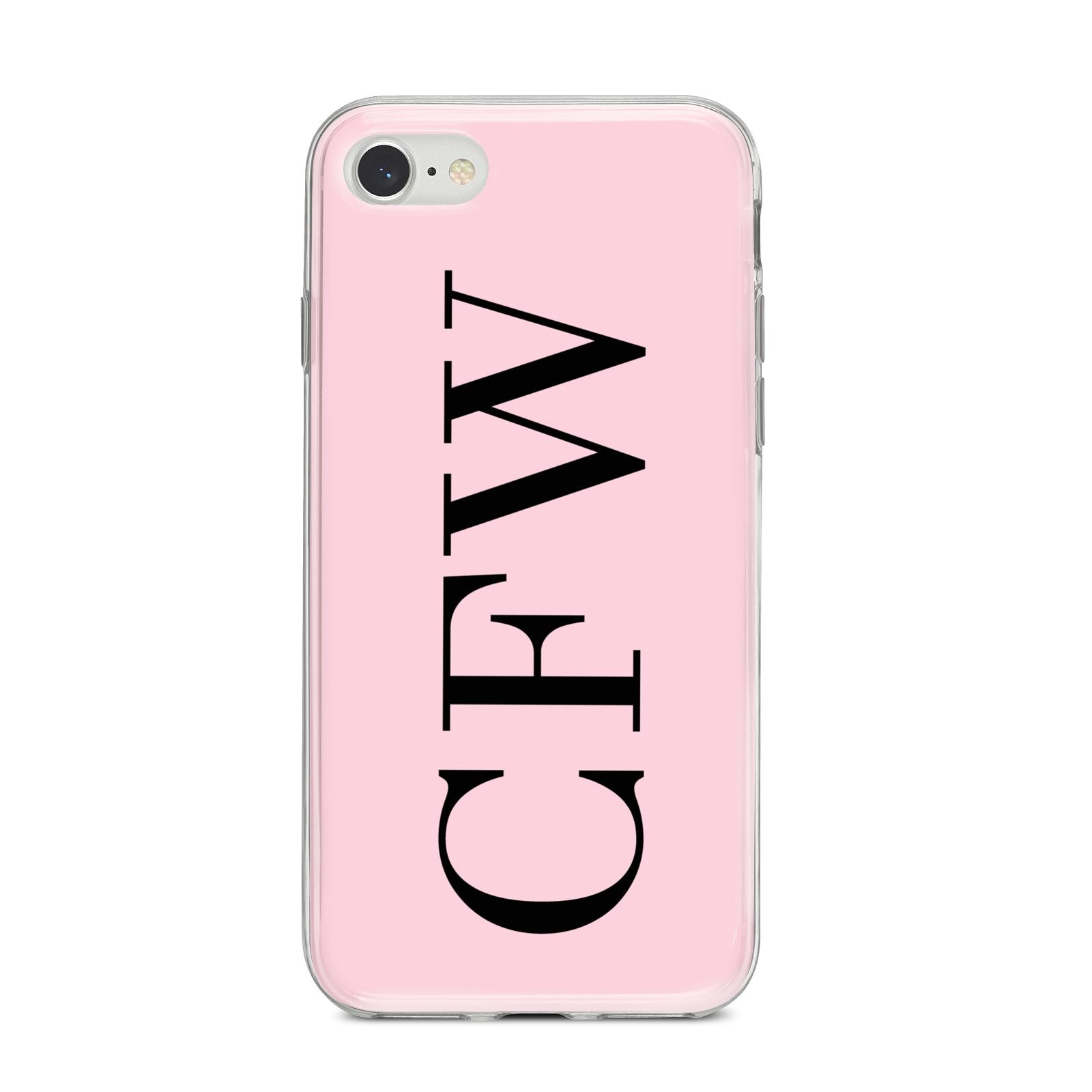 Personalised Black Pink Side Initials iPhone 8 Bumper Case on Silver iPhone