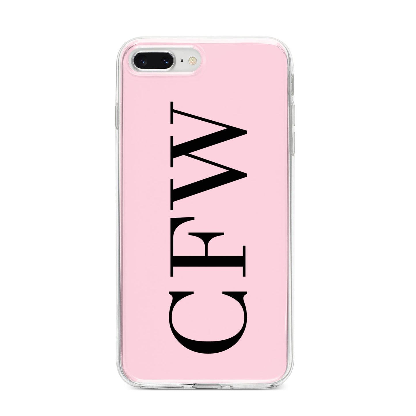 Personalised Black Pink Side Initials iPhone 8 Plus Bumper Case on Silver iPhone