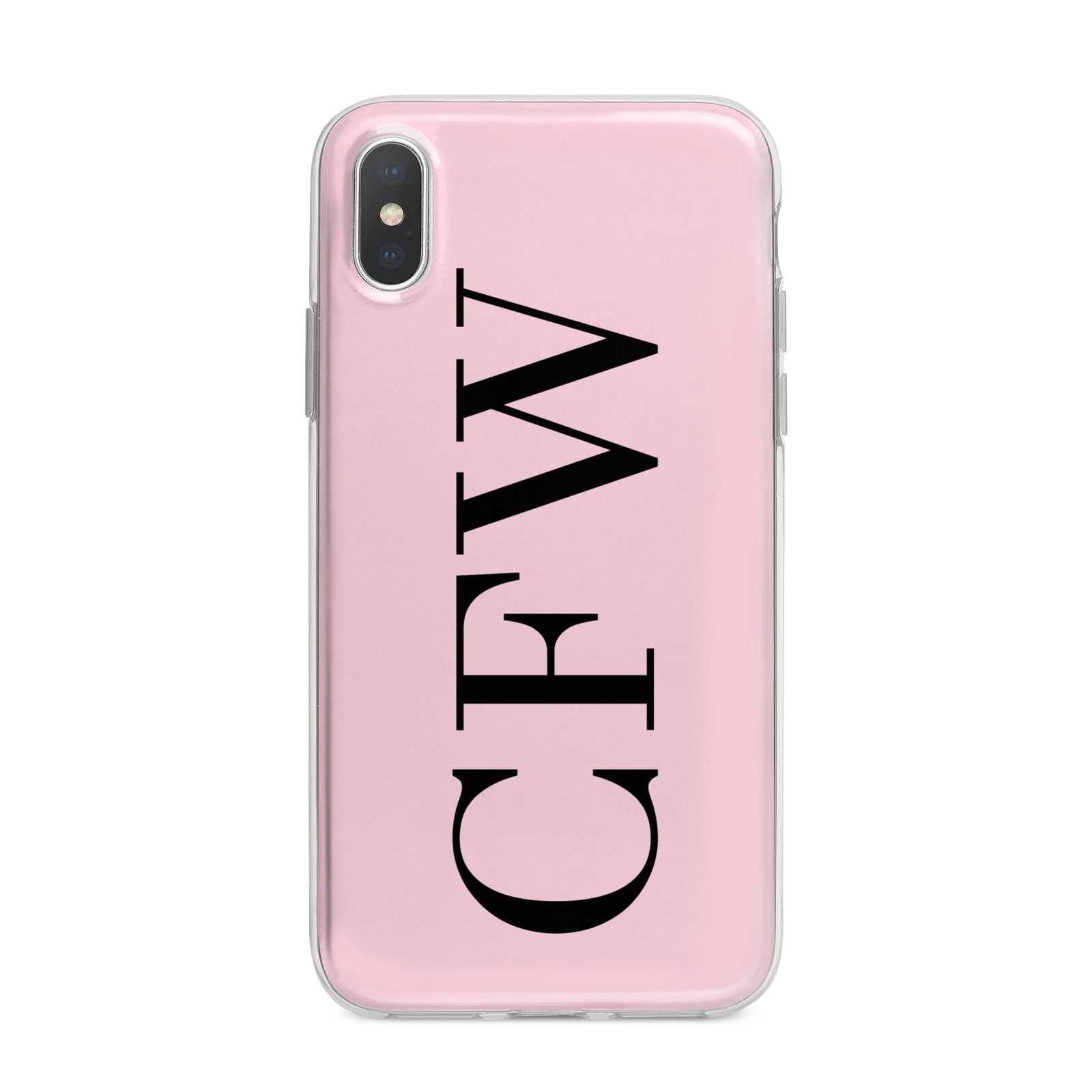 Personalised Black Pink Side Initials iPhone X Bumper Case on Silver iPhone Alternative Image 1