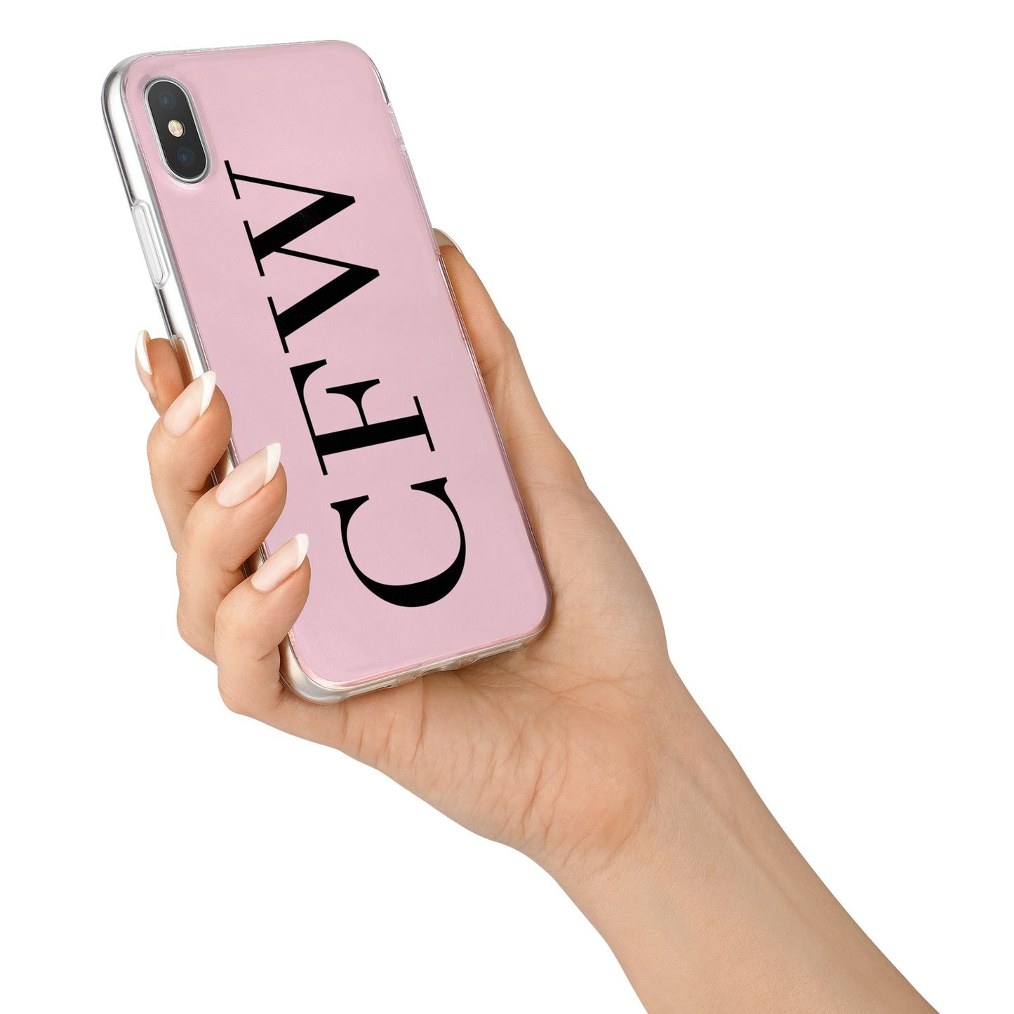 Personalised Black Pink Side Initials iPhone X Bumper Case on Silver iPhone Alternative Image 2