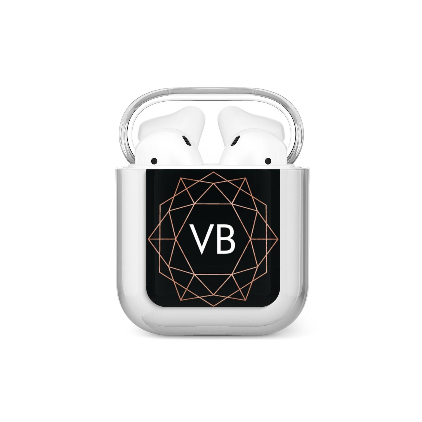 Personalised Black Rose Gold Initials Geometric AirPods Case