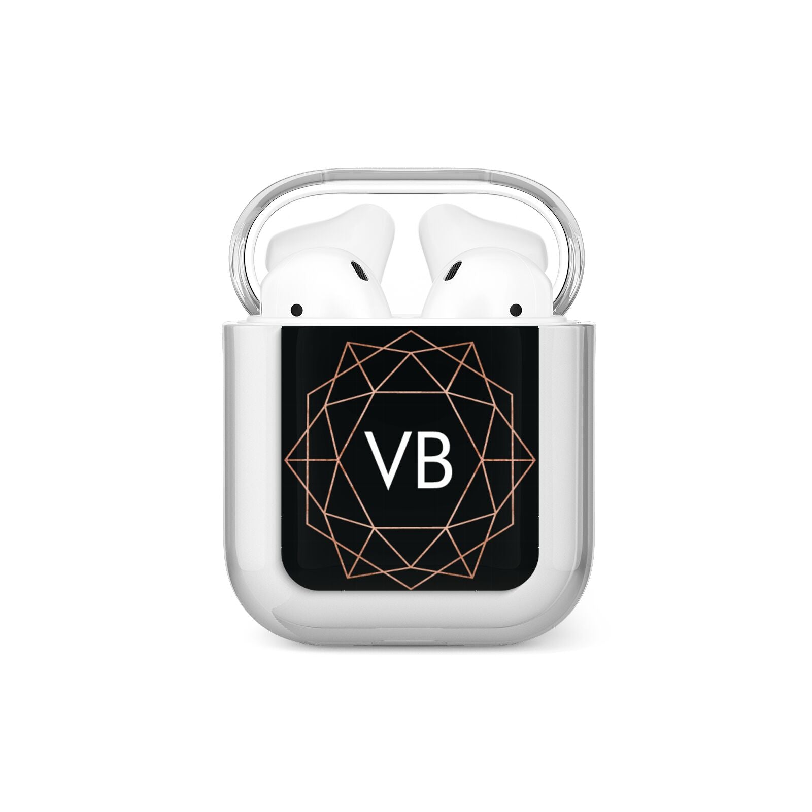 Personalised Black Rose Gold Initials Geometric AirPods Case