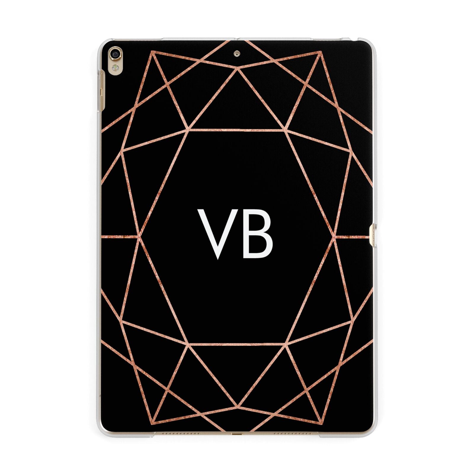 Personalised Black Rose Gold Initials Geometric Apple iPad Gold Case