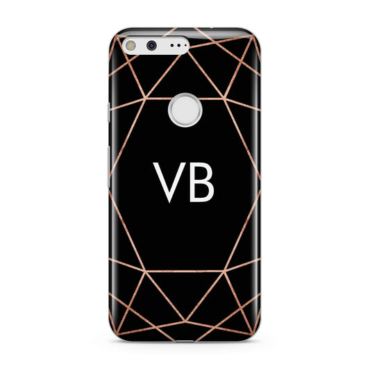 Personalised Black Rose Gold Initials Geometric Google Pixel Case