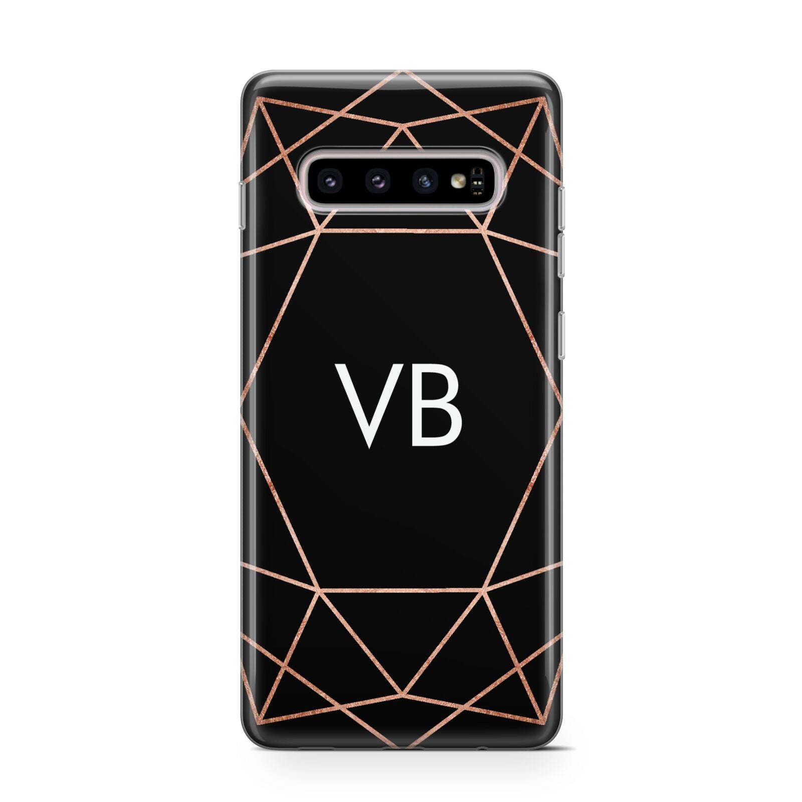 Personalised Black Rose Gold Initials Geometric Protective Samsung Galaxy Case