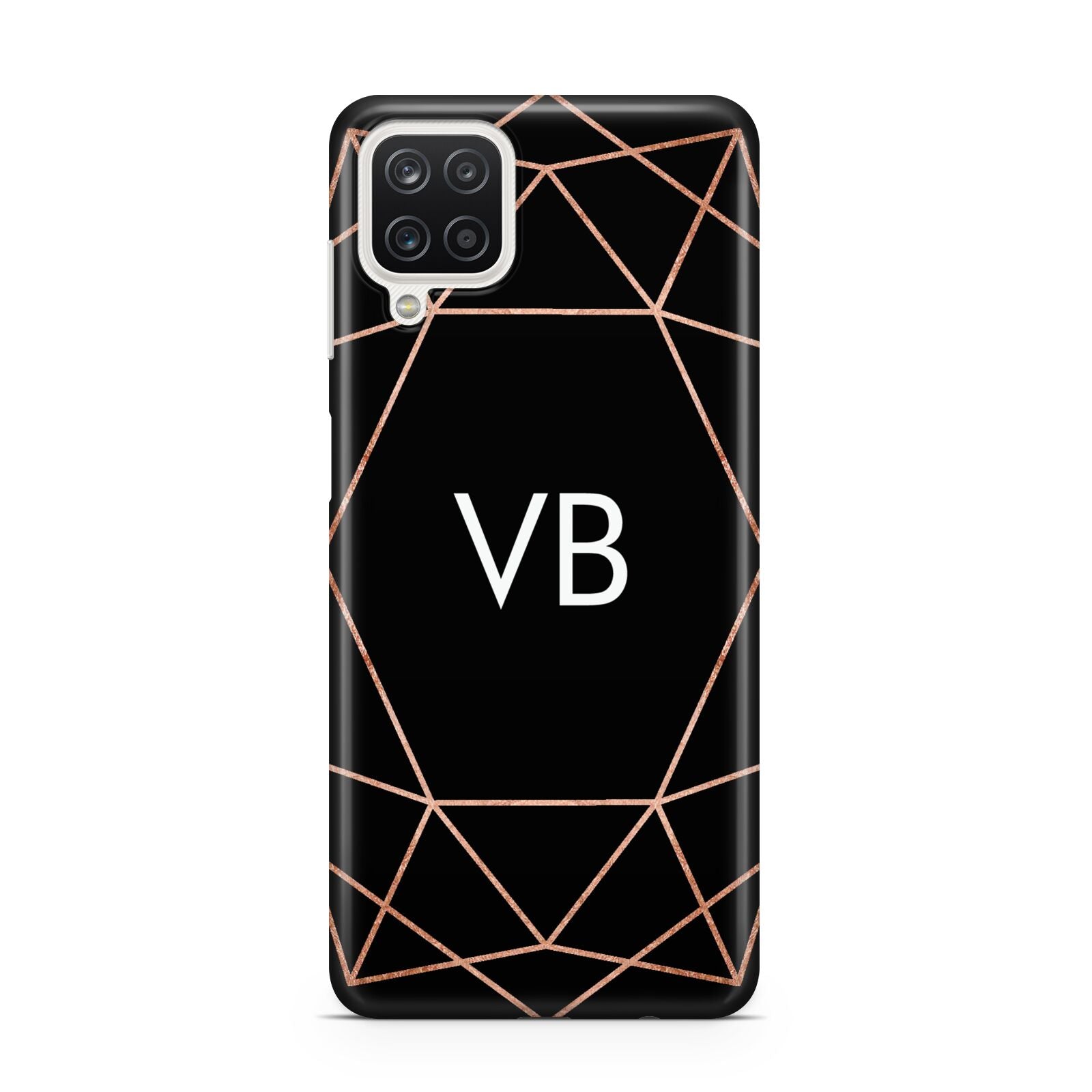 Personalised Black Rose Gold Initials Geometric Samsung A12 Case